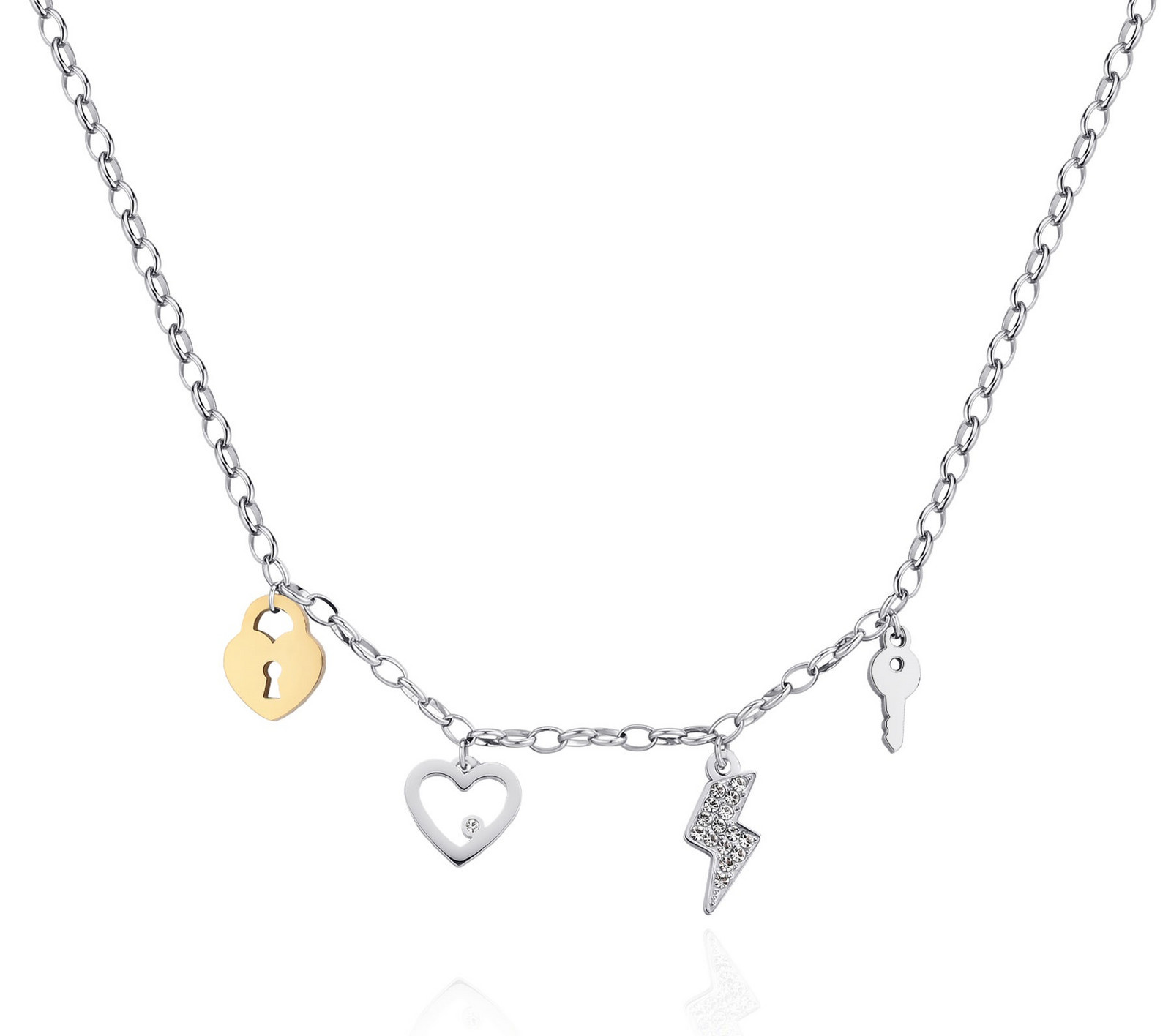 S'Agapõ Stylový bicolor náhrdelník s přívěsky Happy SHAR18