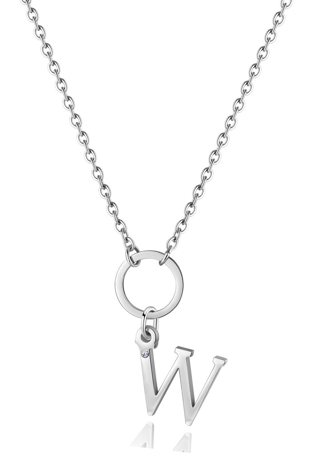 S'Agapõ Dámský ocelový náhrdelník s písmenem W Happy SHAC86