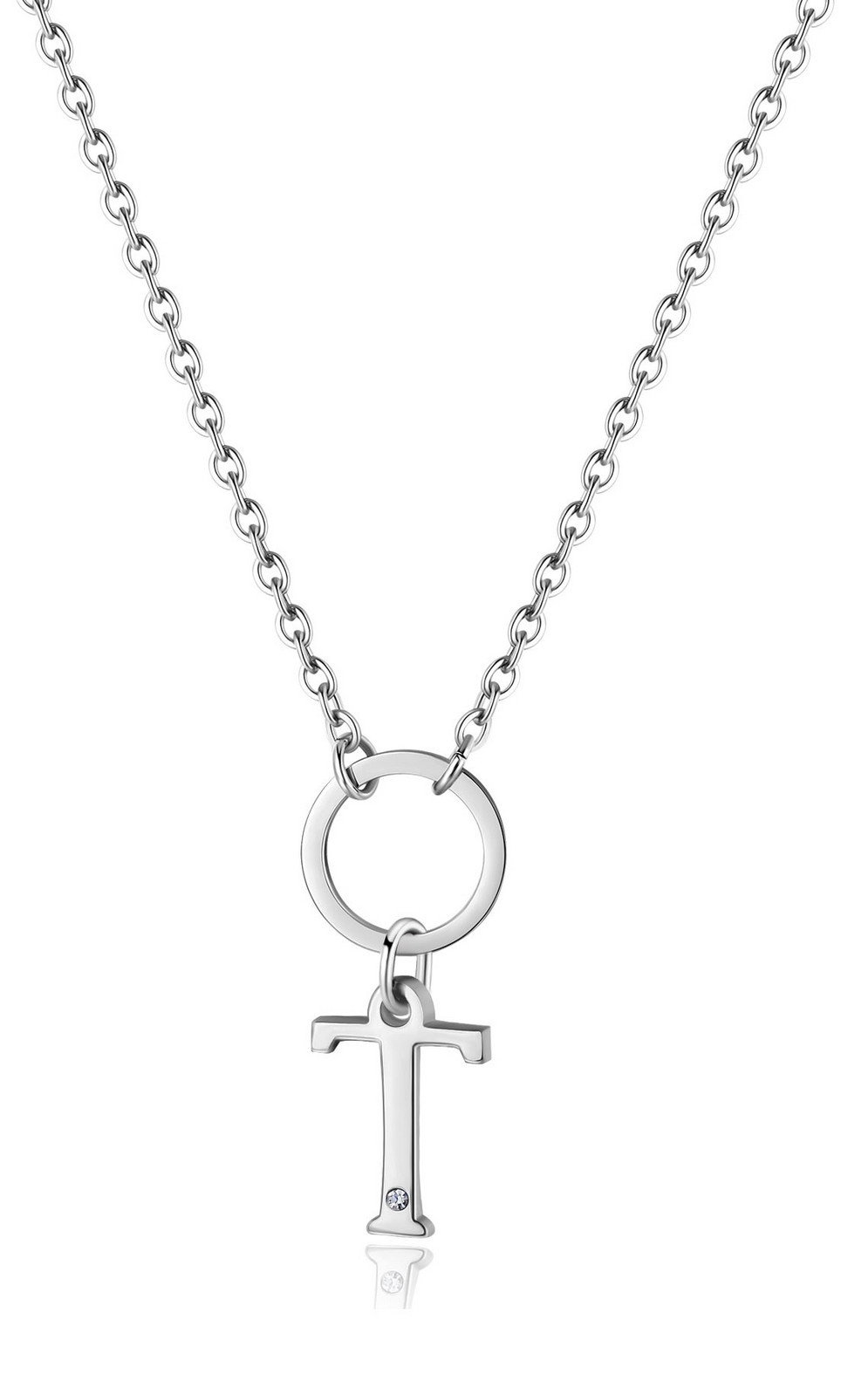 S'Agapõ Dámský ocelový náhrdelník s písmenem T Happy SHAC83