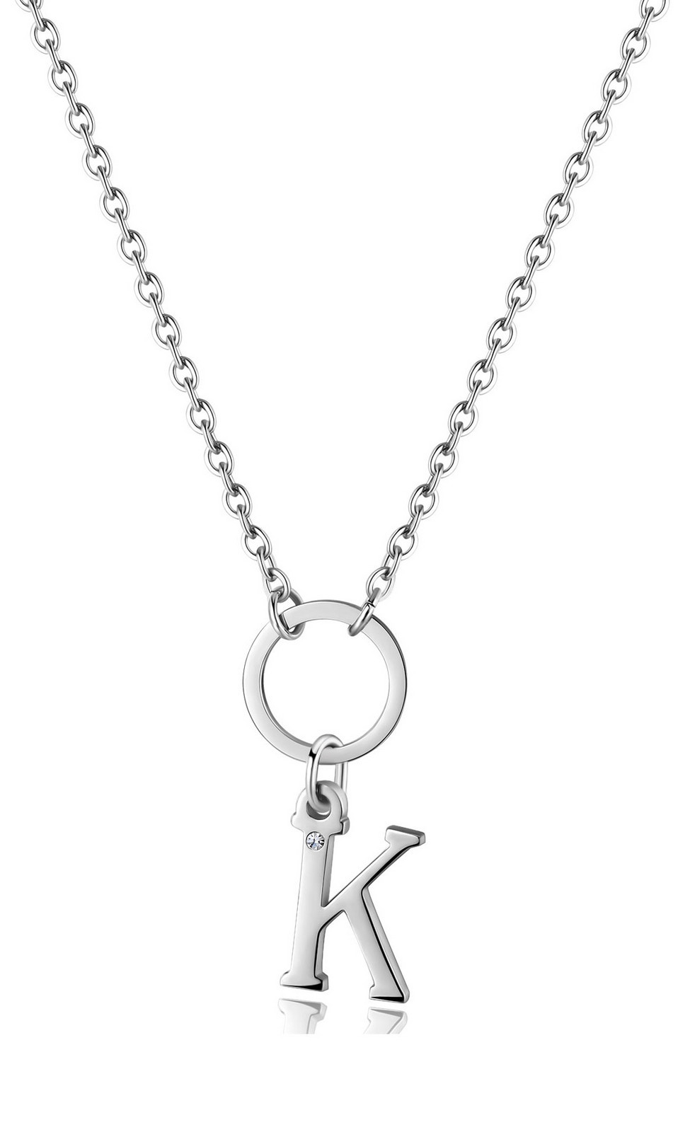 S'Agapõ Dámský ocelový náhrdelník s písmenem K Happy SHAC75
