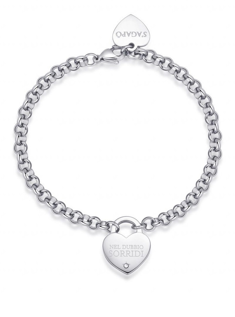 S'Agapõ Slušivý ocelový náramek se srdíčkem Be My Always SBM79
