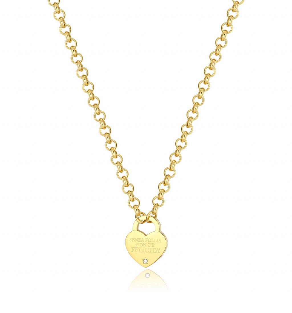 S'Agapõ Hravý pozlacený náhrdelník se srdíčkem Be My Always SBM77