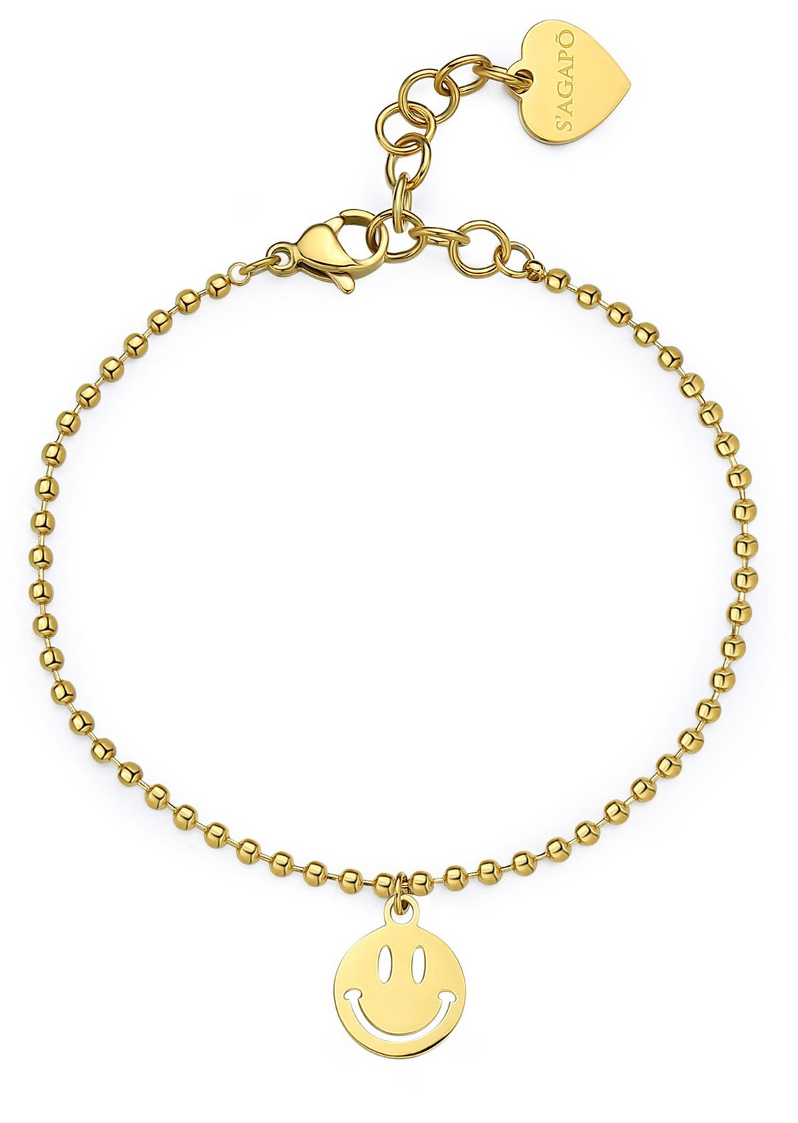 S'Agapõ Veselý pozlacený náramek se smajlíkem Smile SSM017