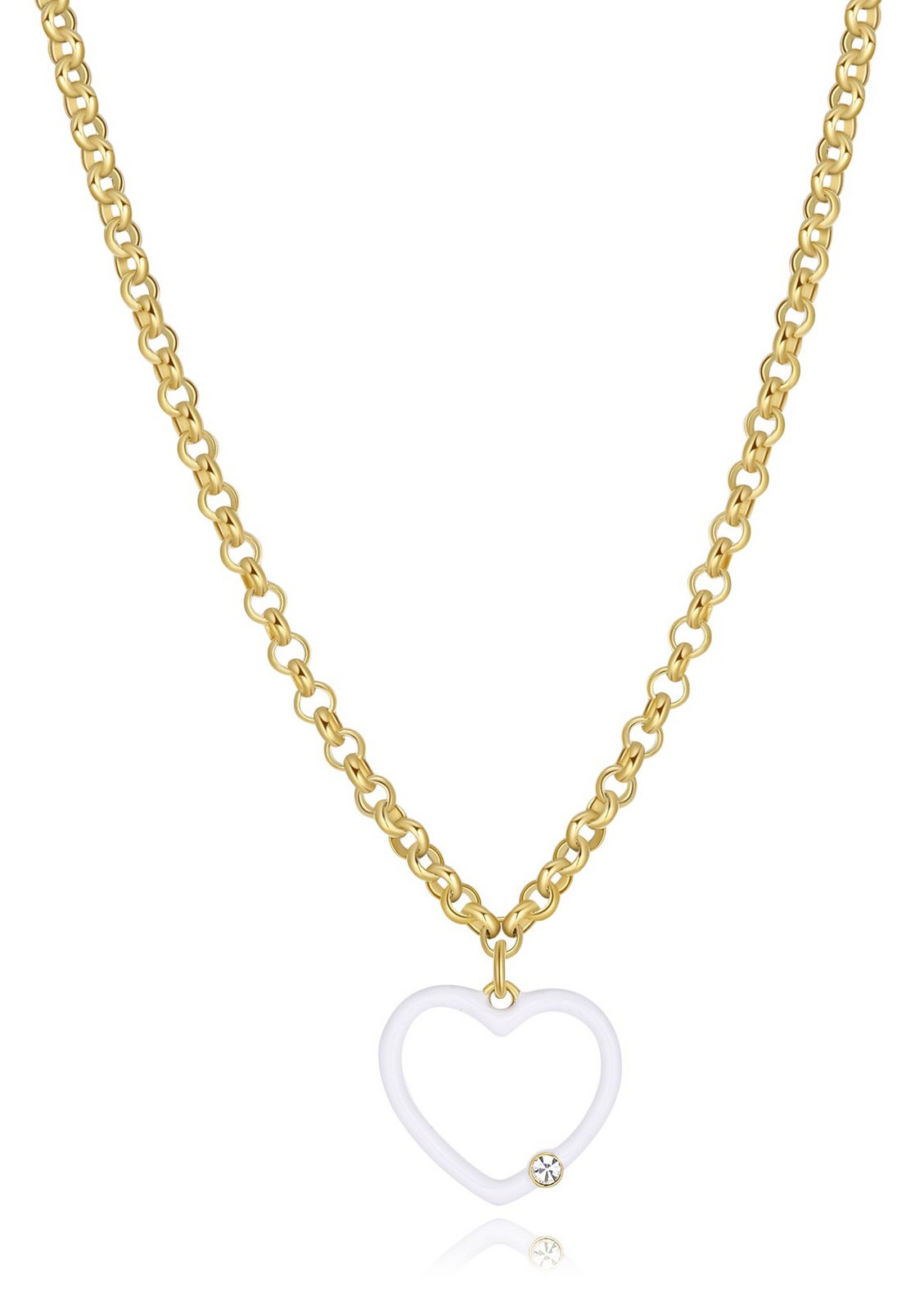 S'Agapõ Pozlacený dámský náhrdelník s bílým srdcem Vibes SVB09