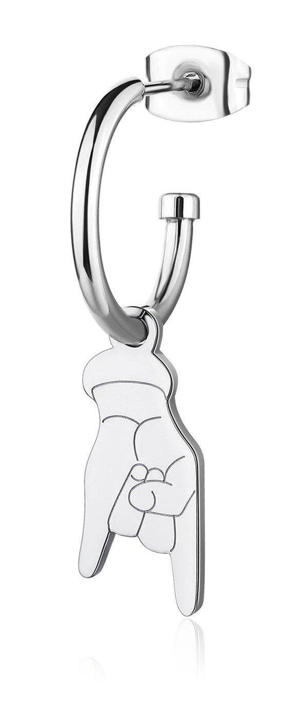 S'Agapõ Ocelová single náušnice Paroháč Smile SSM024