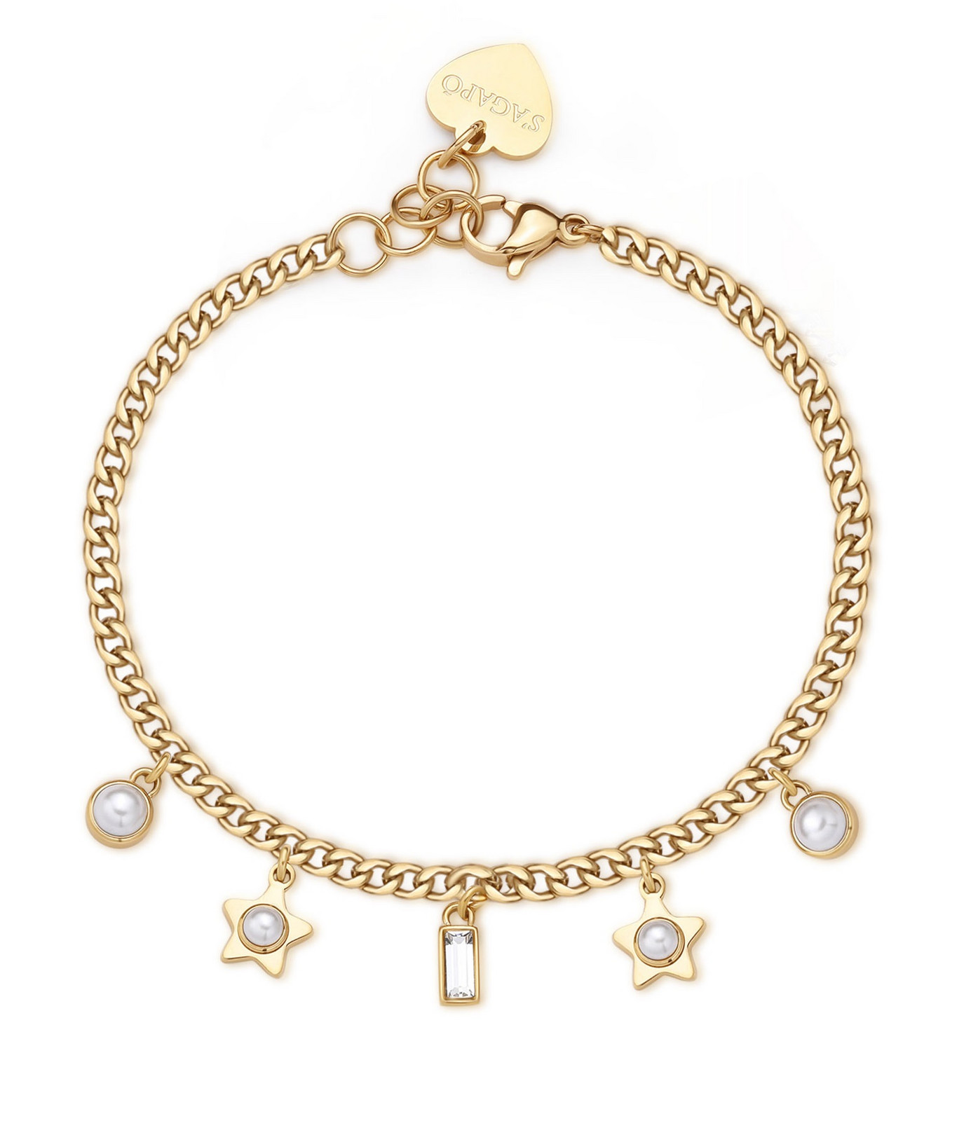 S'Agapõ Půvabný pozlacený náramek s přívěsky Message SSG33