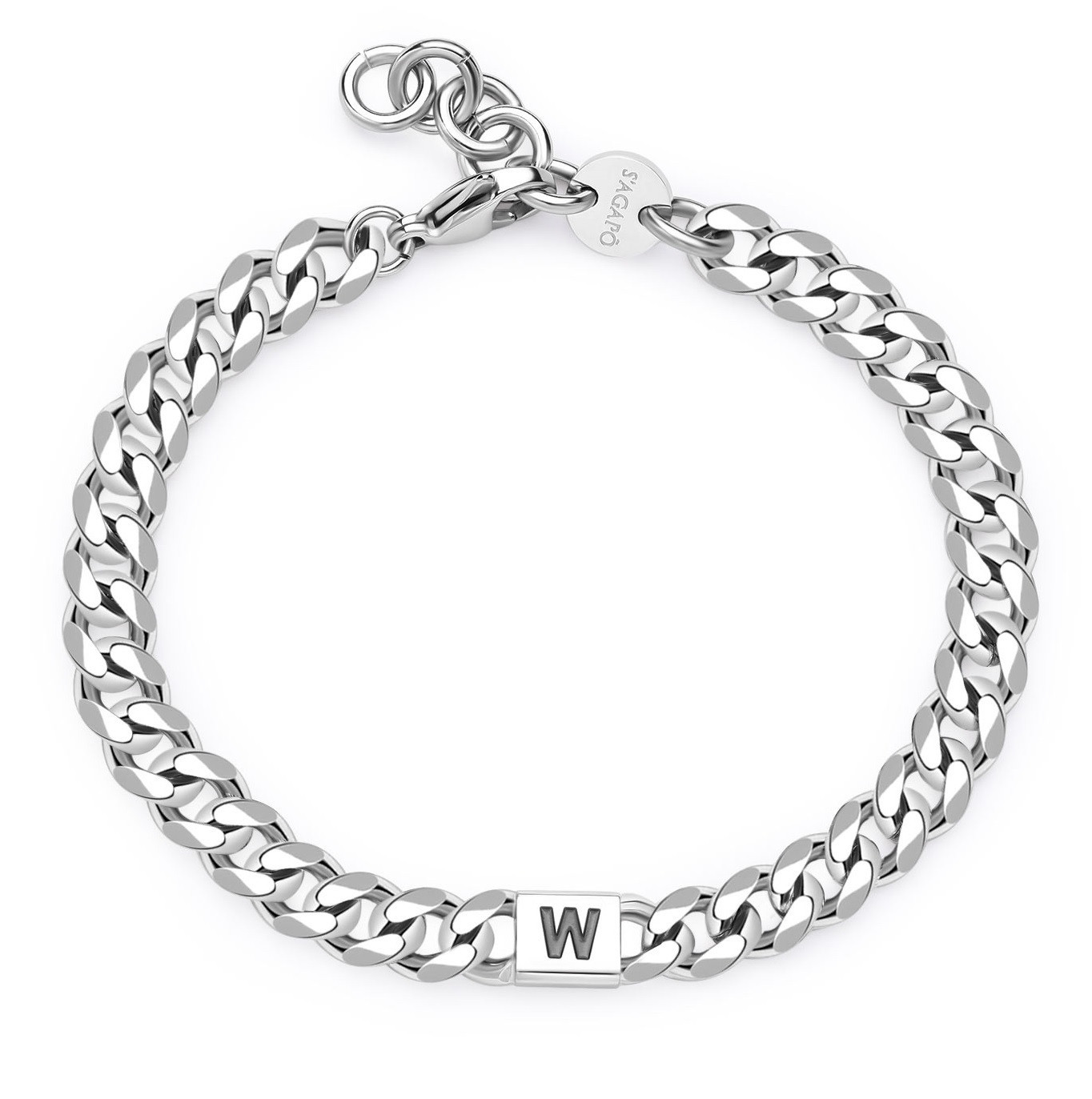 S'Agapõ Pánský ocelový náramek s písmenem W Monogram SMG32