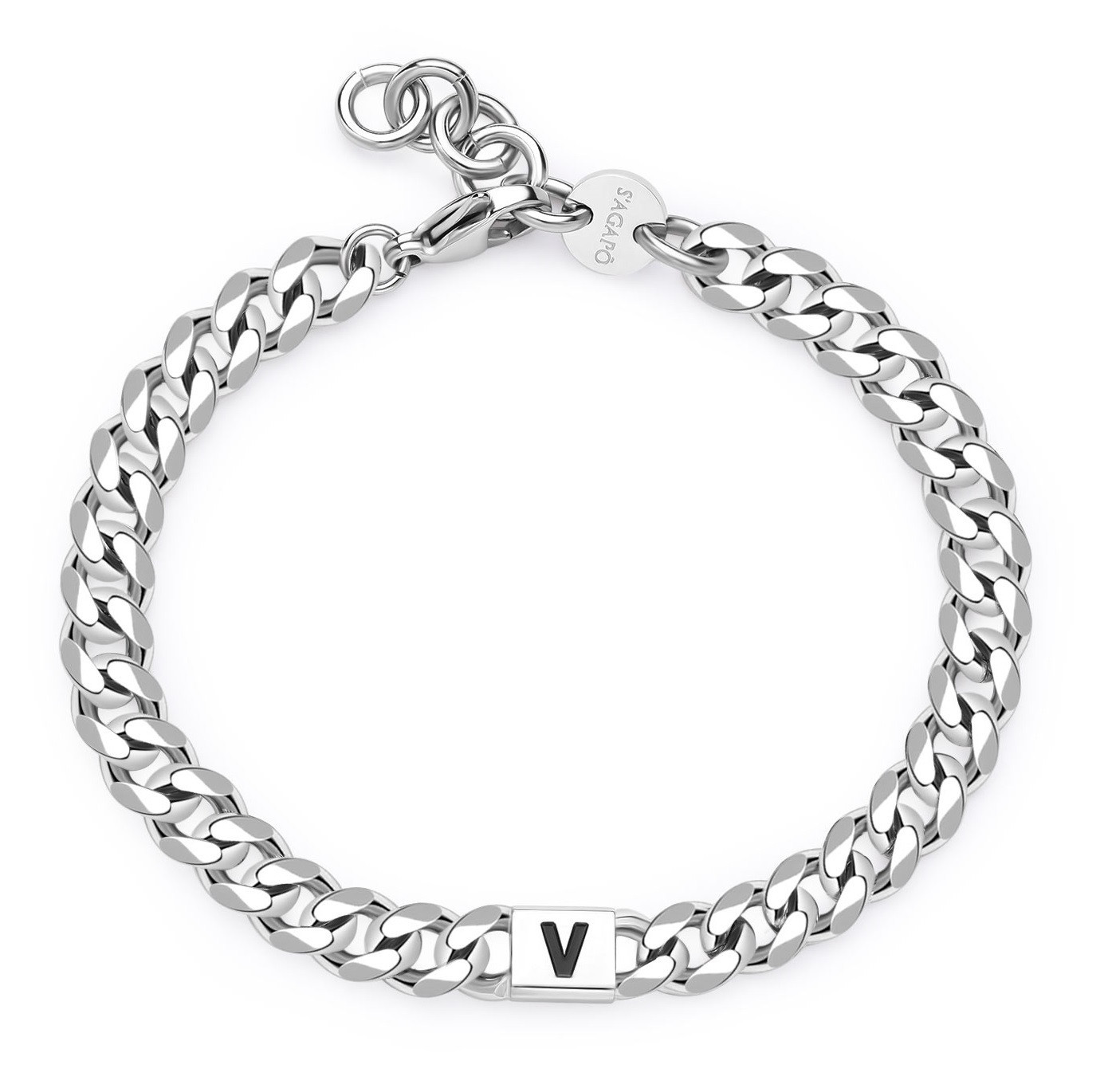 S'Agapõ Pánský ocelový náramek s písmenem V Monogram SMG31