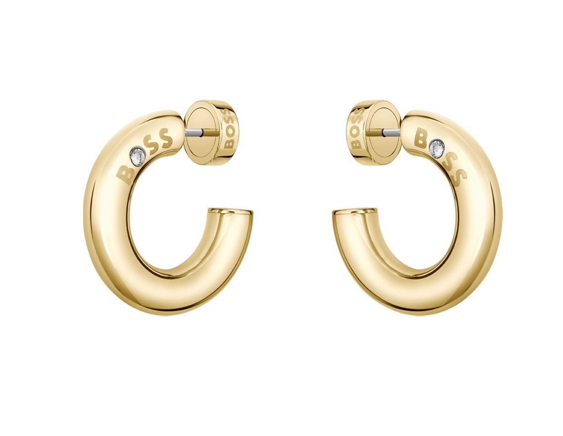 Hugo Boss Módní kruhové náušnice z pozlacené oceli Live 1580690