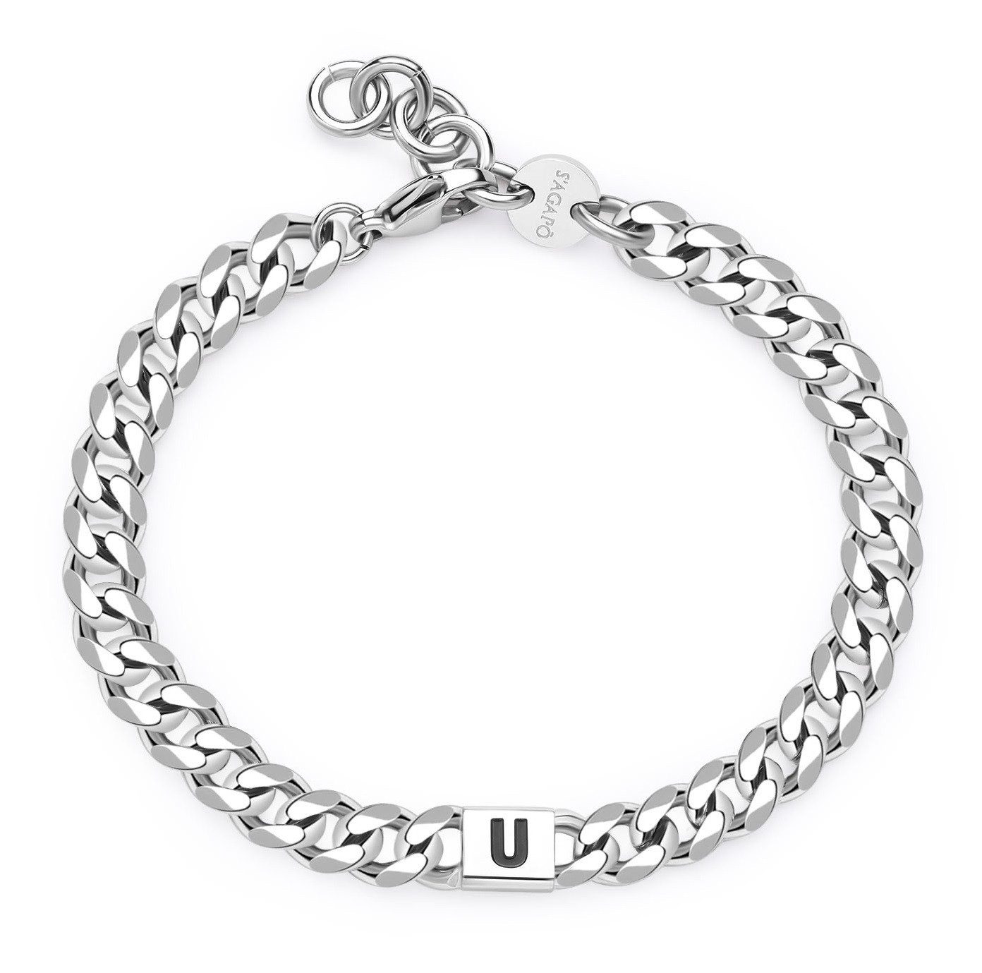 S'Agapõ Pánský ocelový náramek s písmenem U Monogram SMG30