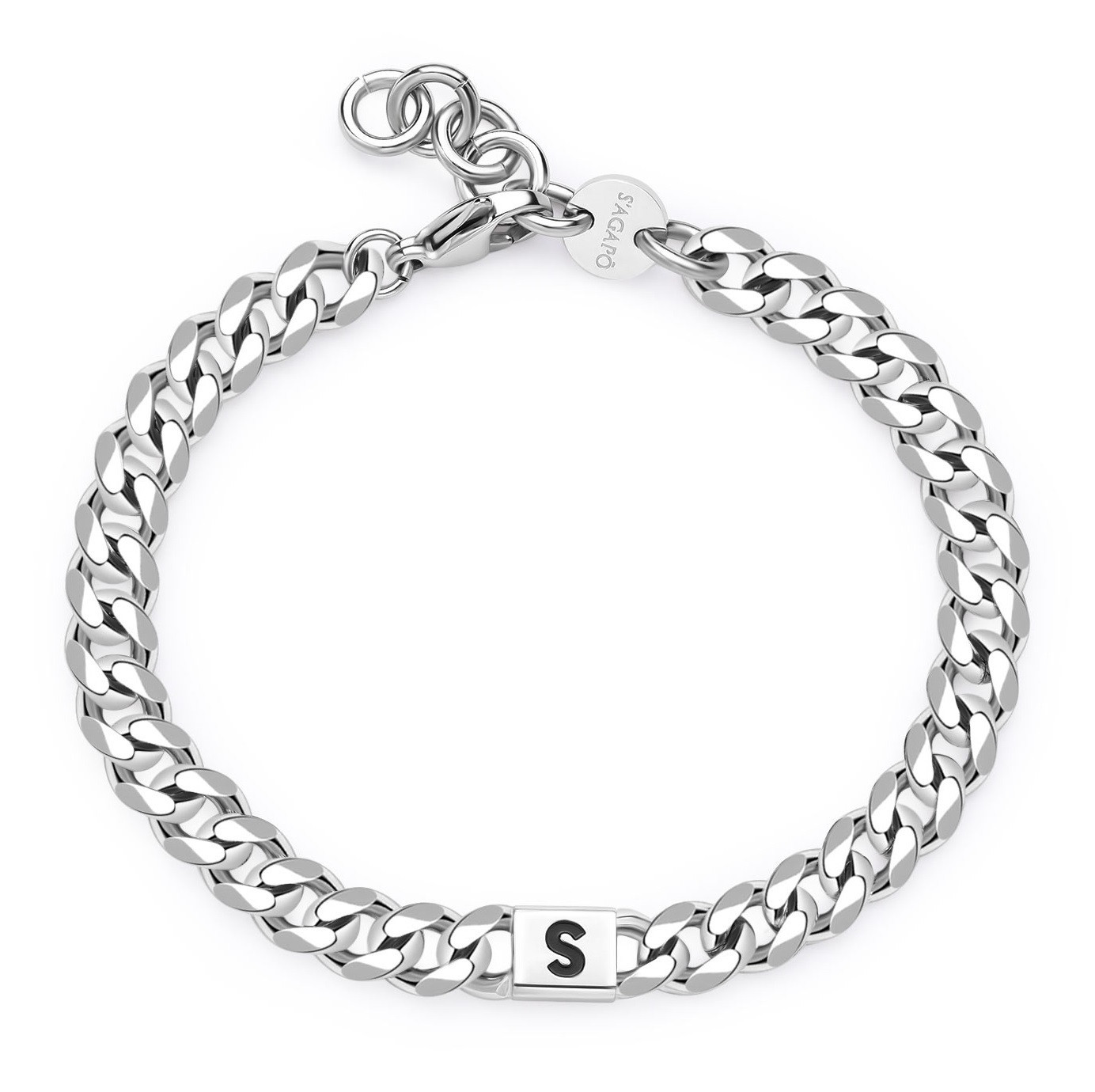 S'Agapõ Pánský ocelový náramek s písmenem S Monogram SMG28