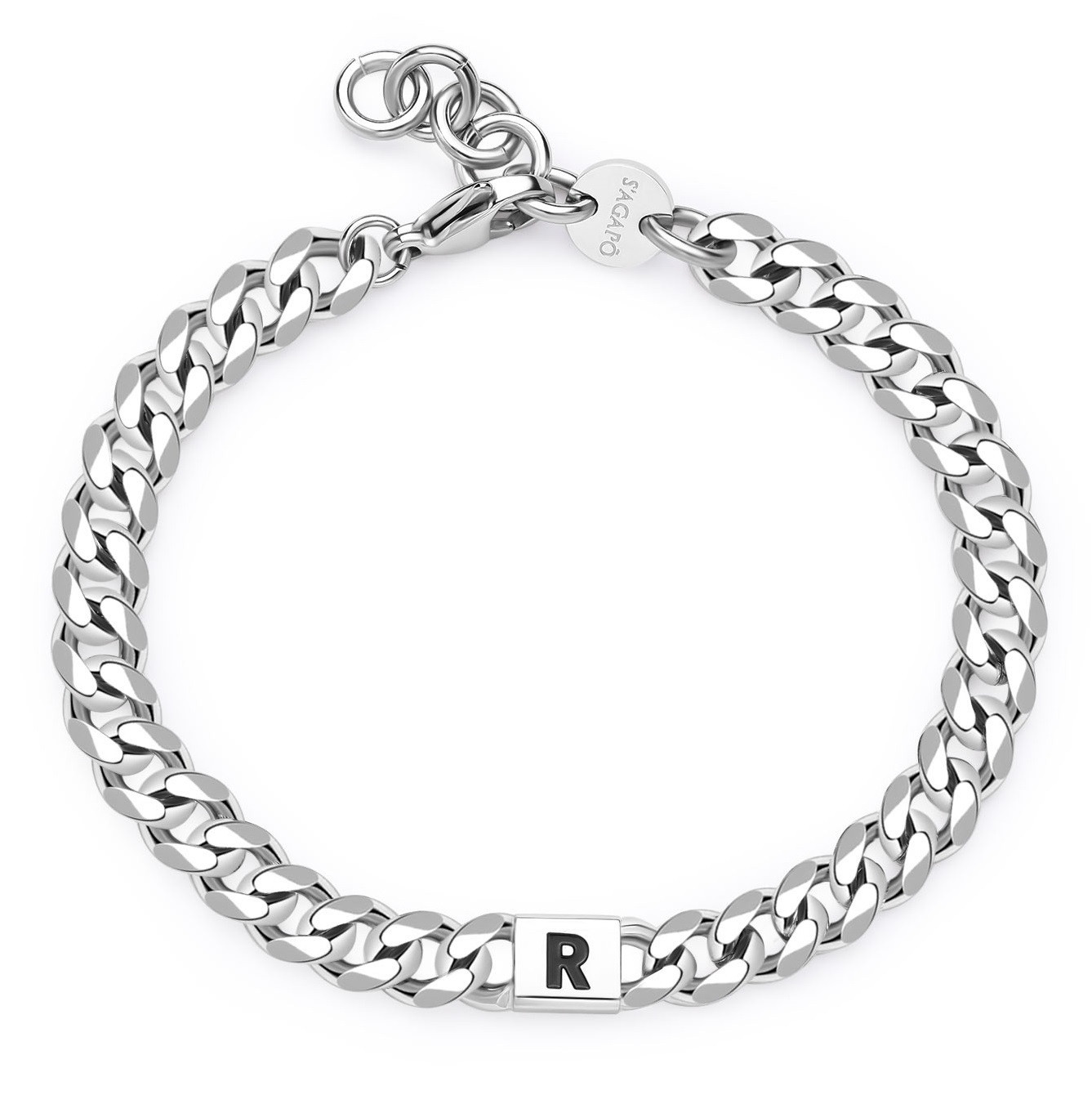 S'Agapõ Pánský ocelový náramek s písmenem R Monogram SMG27