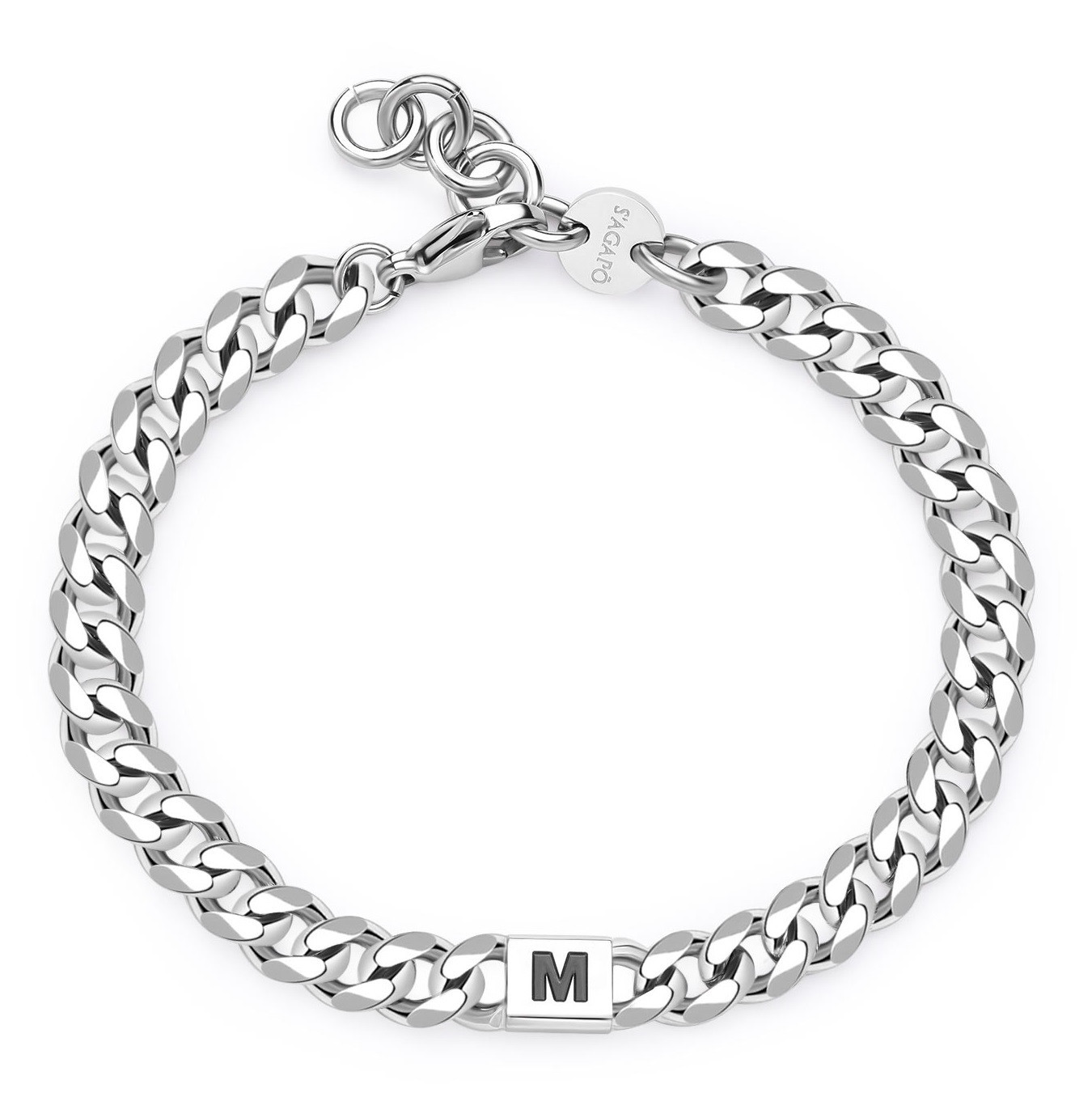 S'Agapõ Pánský ocelový náramek s písmenem M Monogram SMG23