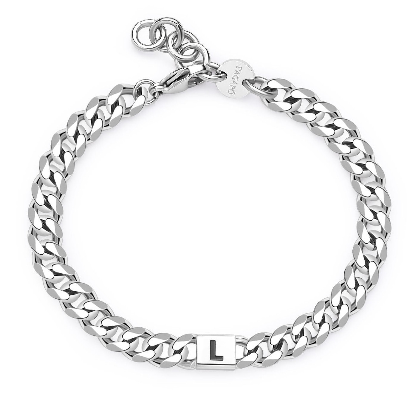 S'Agapõ Pánský ocelový náramek s písmenem L Monogram SMG22
