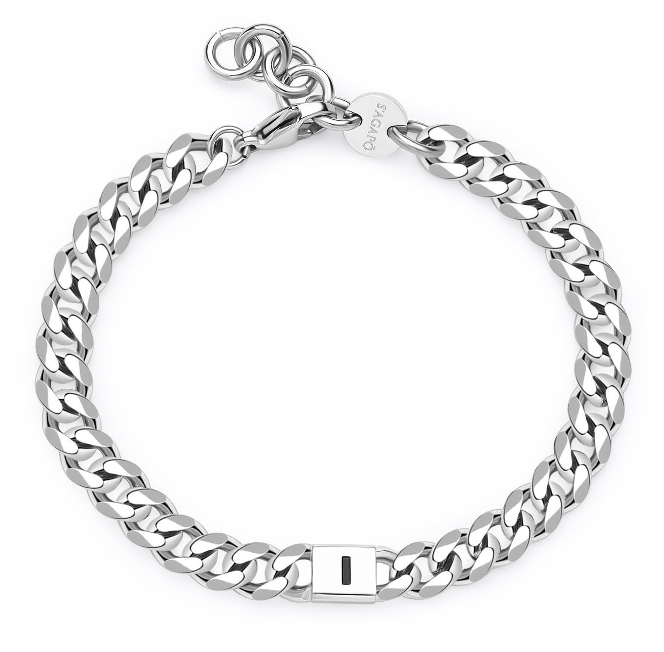 S'Agapõ Pánský ocelový náramek s písmenem I Monogram SMG19