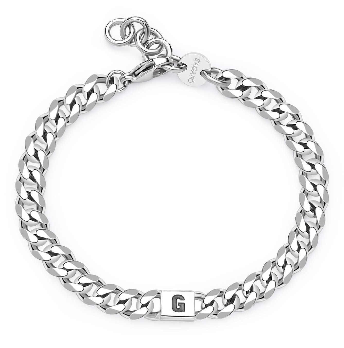 S'Agapõ Pánský ocelový náramek s písmenem G Monogram SMG17