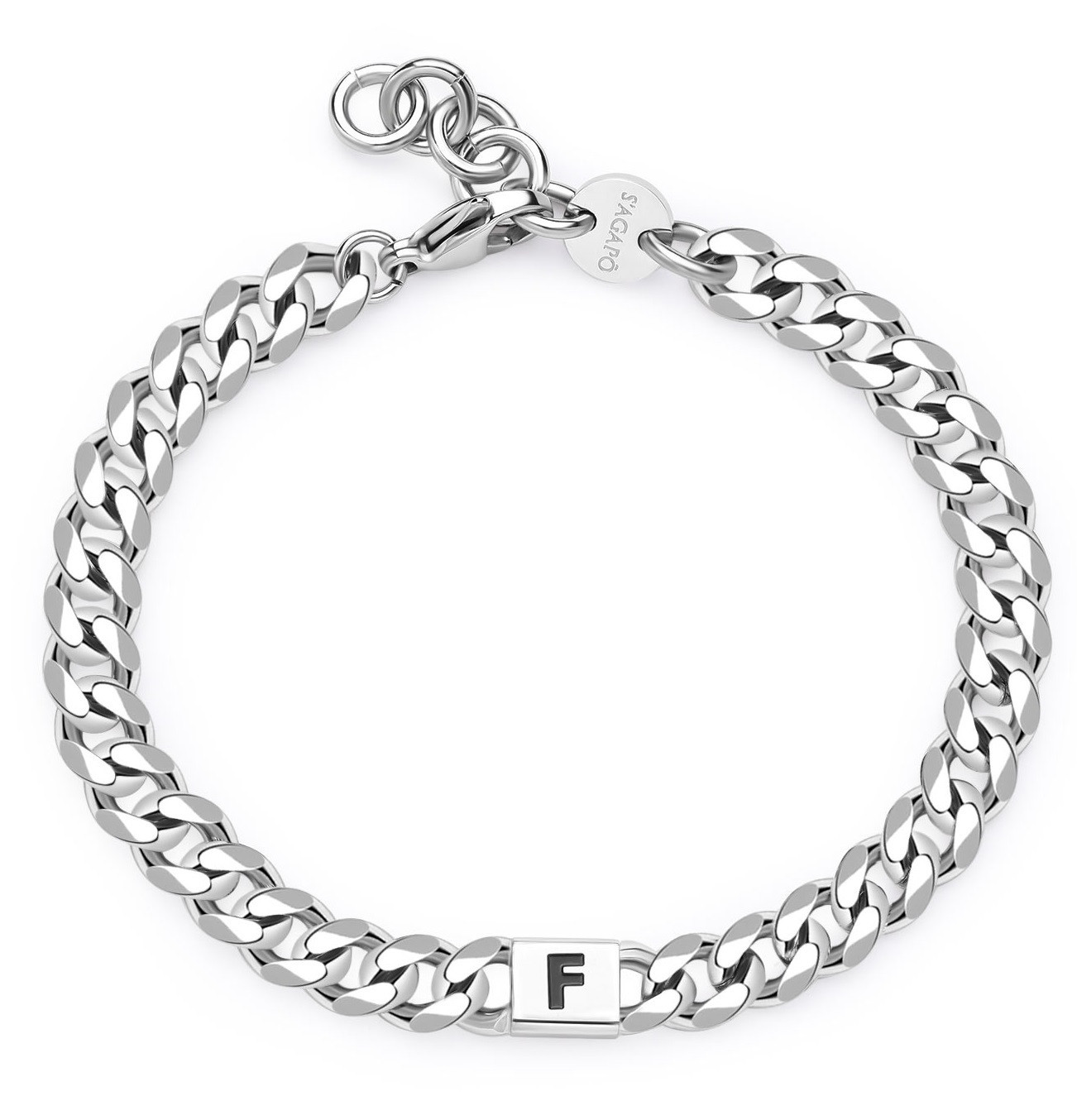 S'Agapõ Pánský ocelový náramek s písmenem F Monogram SMG16