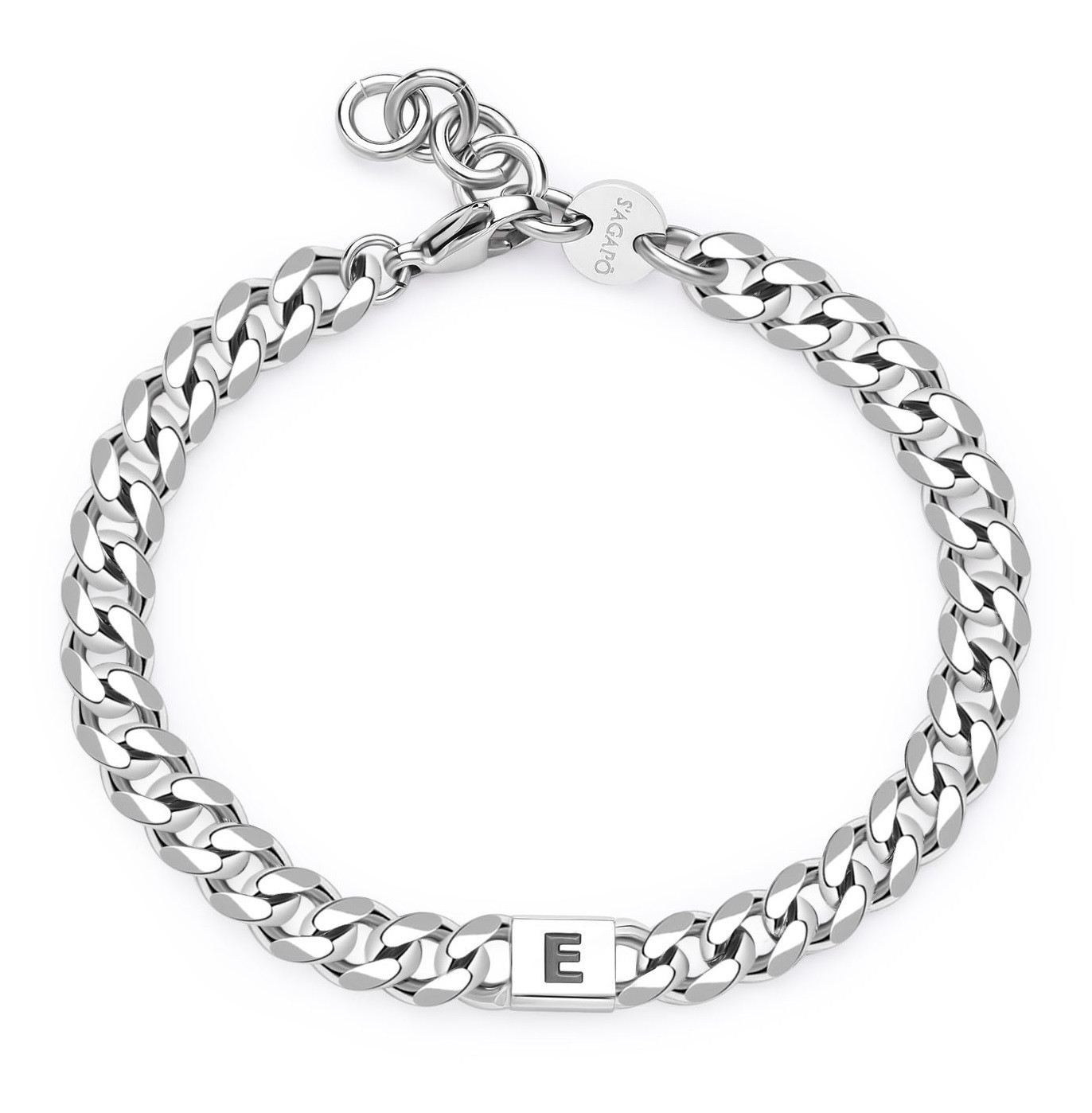 S'Agapõ Pánský ocelový náramek s písmenem E Monogram SMG15