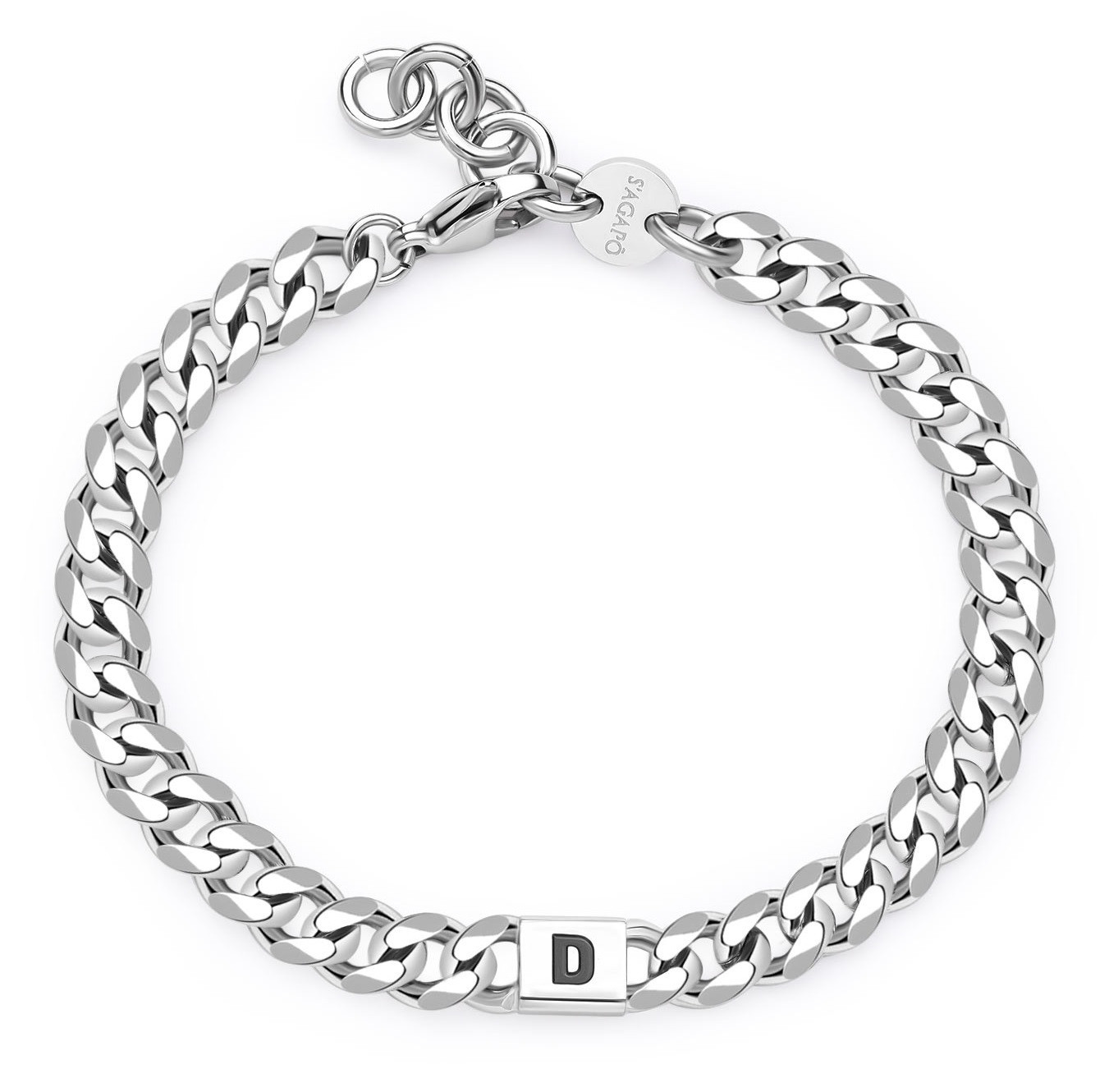 S'Agapõ Pánský ocelový náramek s písmenem D Monogram SMG14
