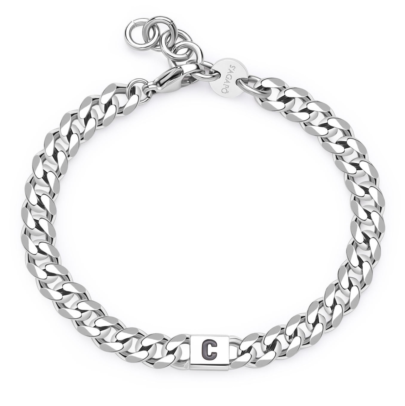 S'Agapõ Pánský ocelový náramek s písmenem C Monogram SMG13