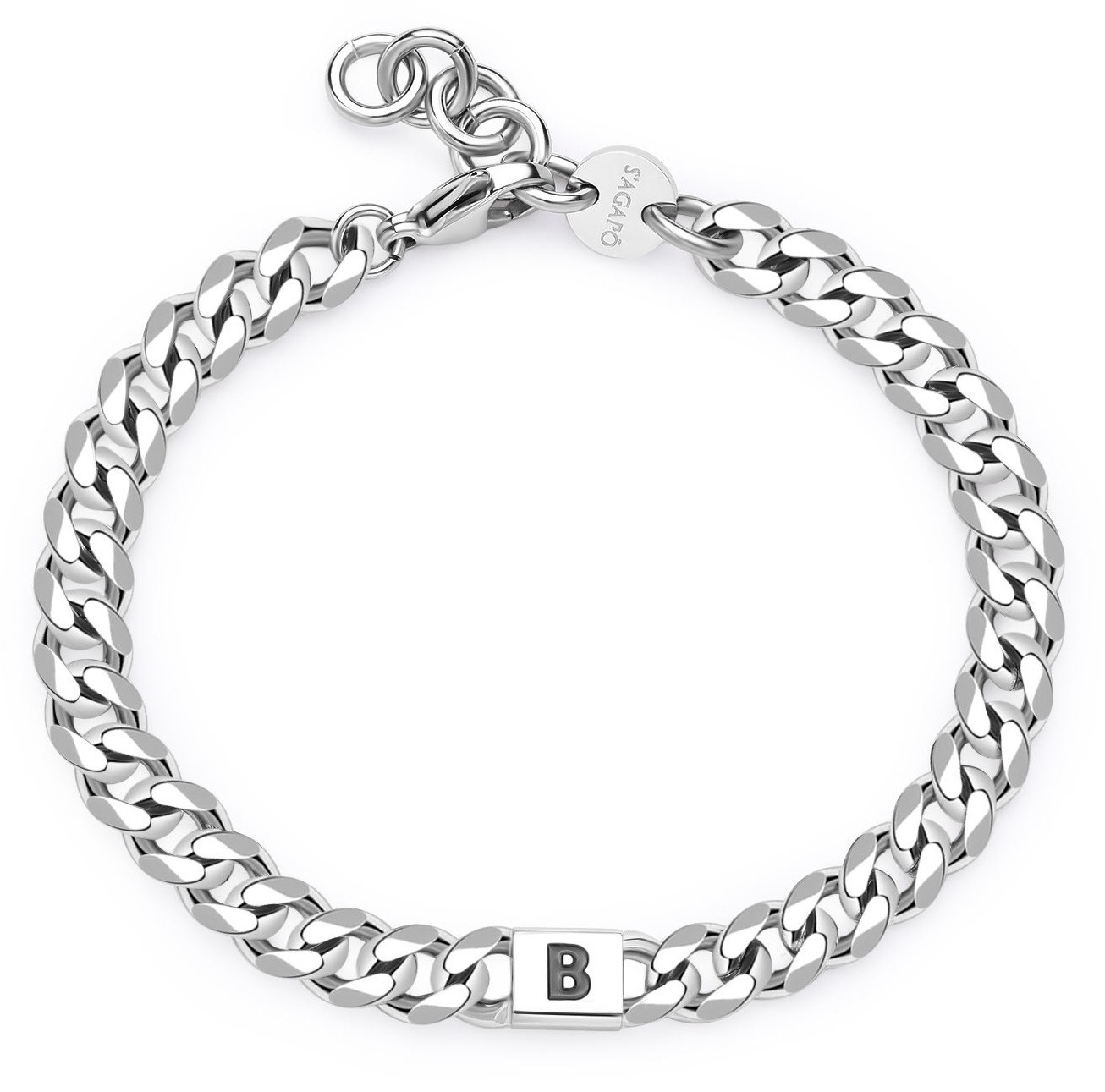 S'Agapõ Pánský ocelový náramek s písmenem B Monogram SMG12