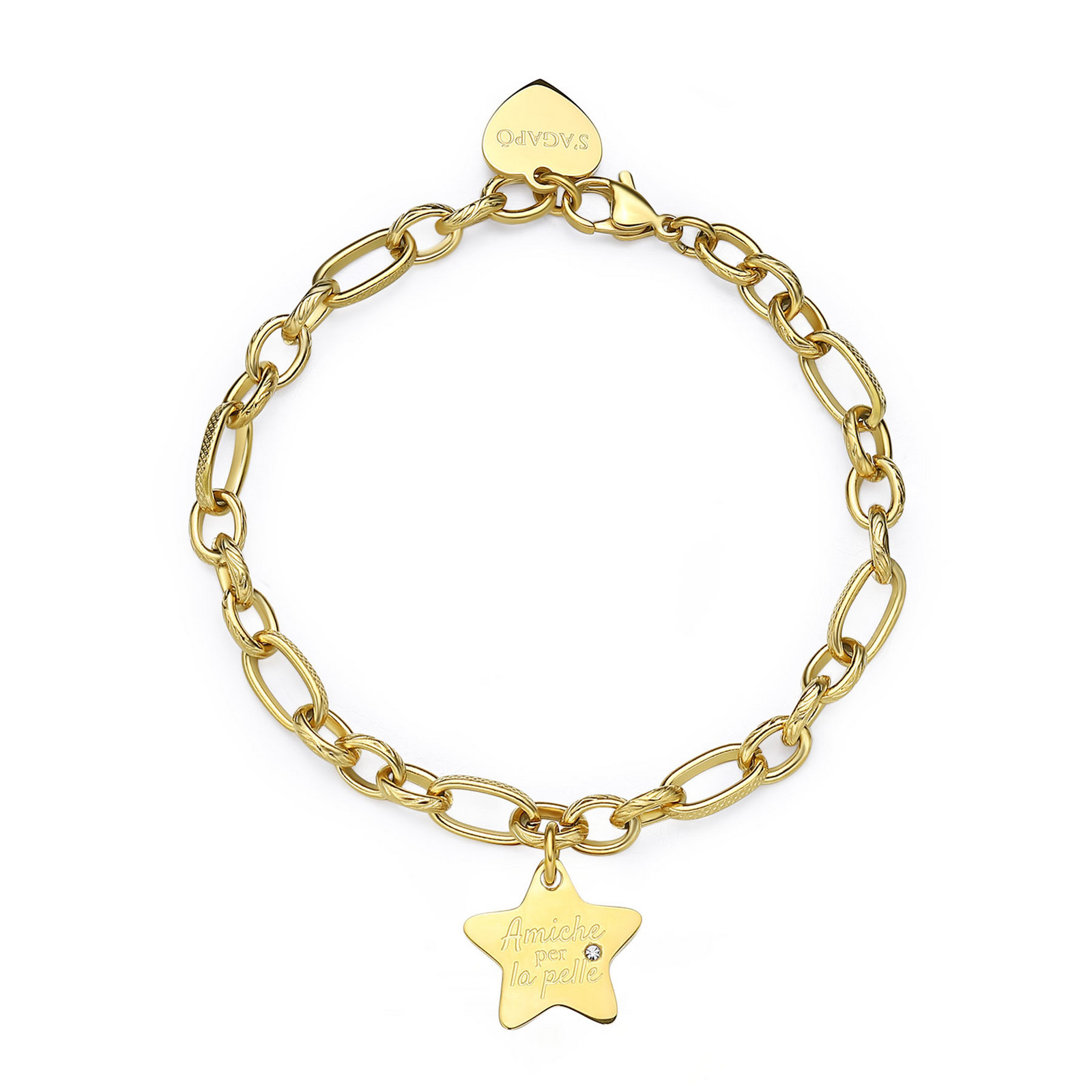 S'Agapõ Ocelový pozlacený náramek hvězda Be My Family SBY023