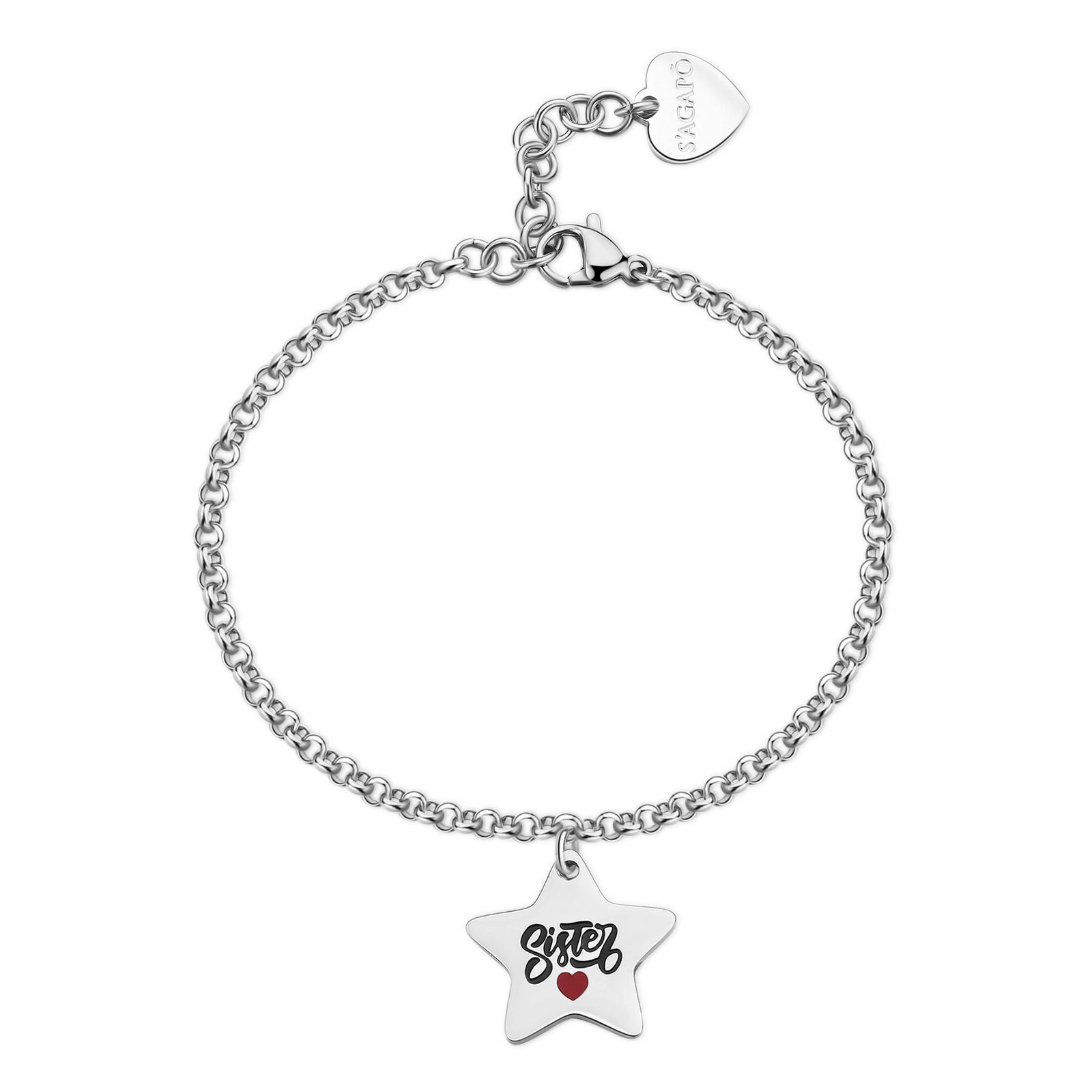 S'Agapõ Ocelový náramek s přívěskem Sister Be My Family SBY035