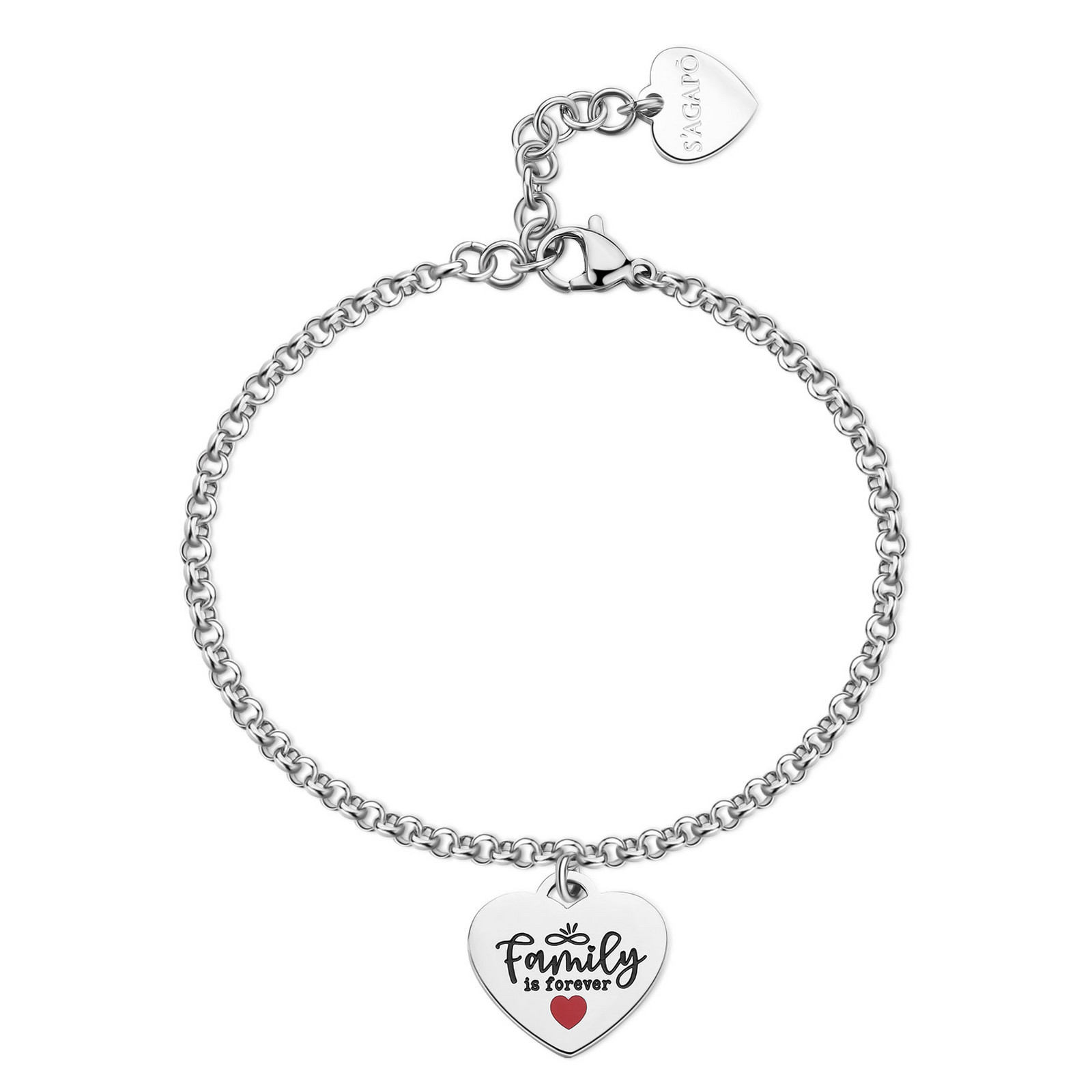 S'Agapõ Ocelový náramek s přívěskem Family Is Forever Be My Family SBY037