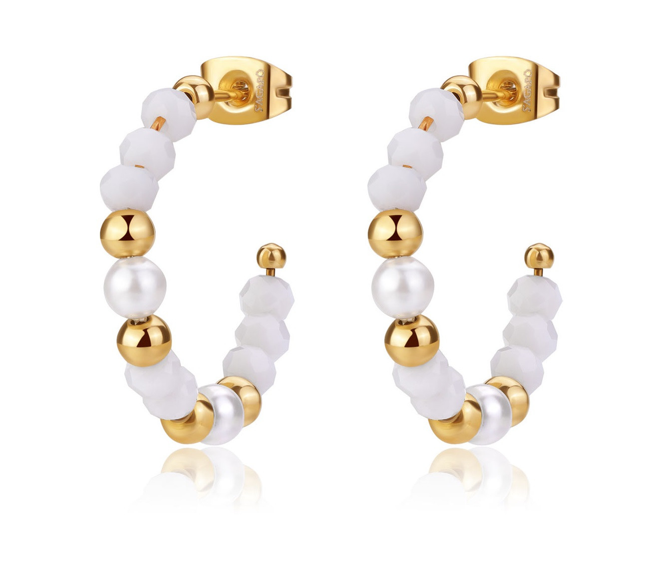 S'Agapõ Pozlacené kruhové náušnice s korálky Glint SGI25