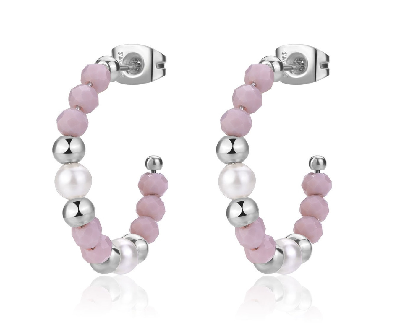 S'Agapõ Ocelové kruhové náušnice s korálky Glint SGI24