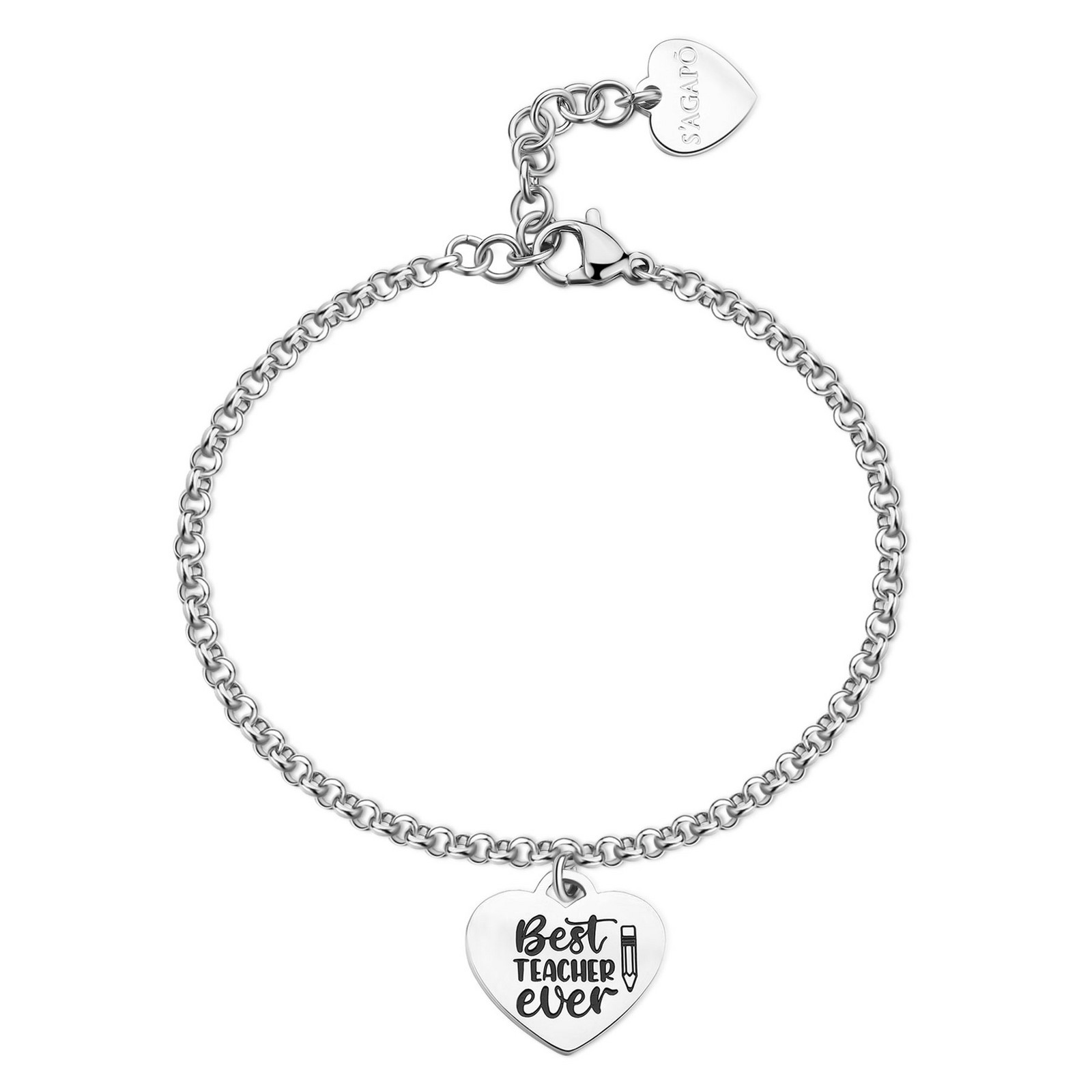 S'Agapõ Ocelový náramek s přívěskem srdce Be My Family SBY045