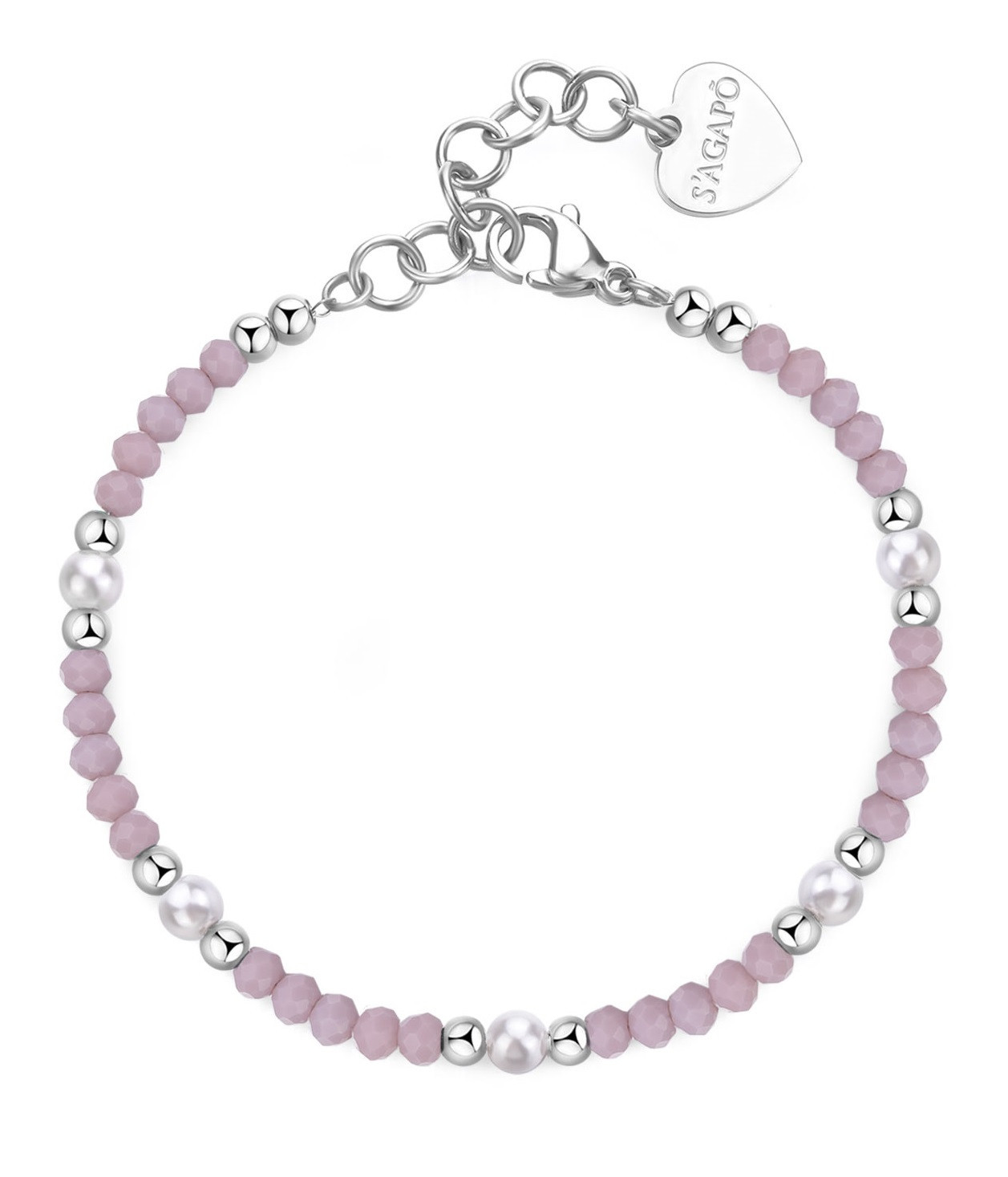 S'Agapõ Ocelový korálkový náramek s umělými perlami Glint SGI19
