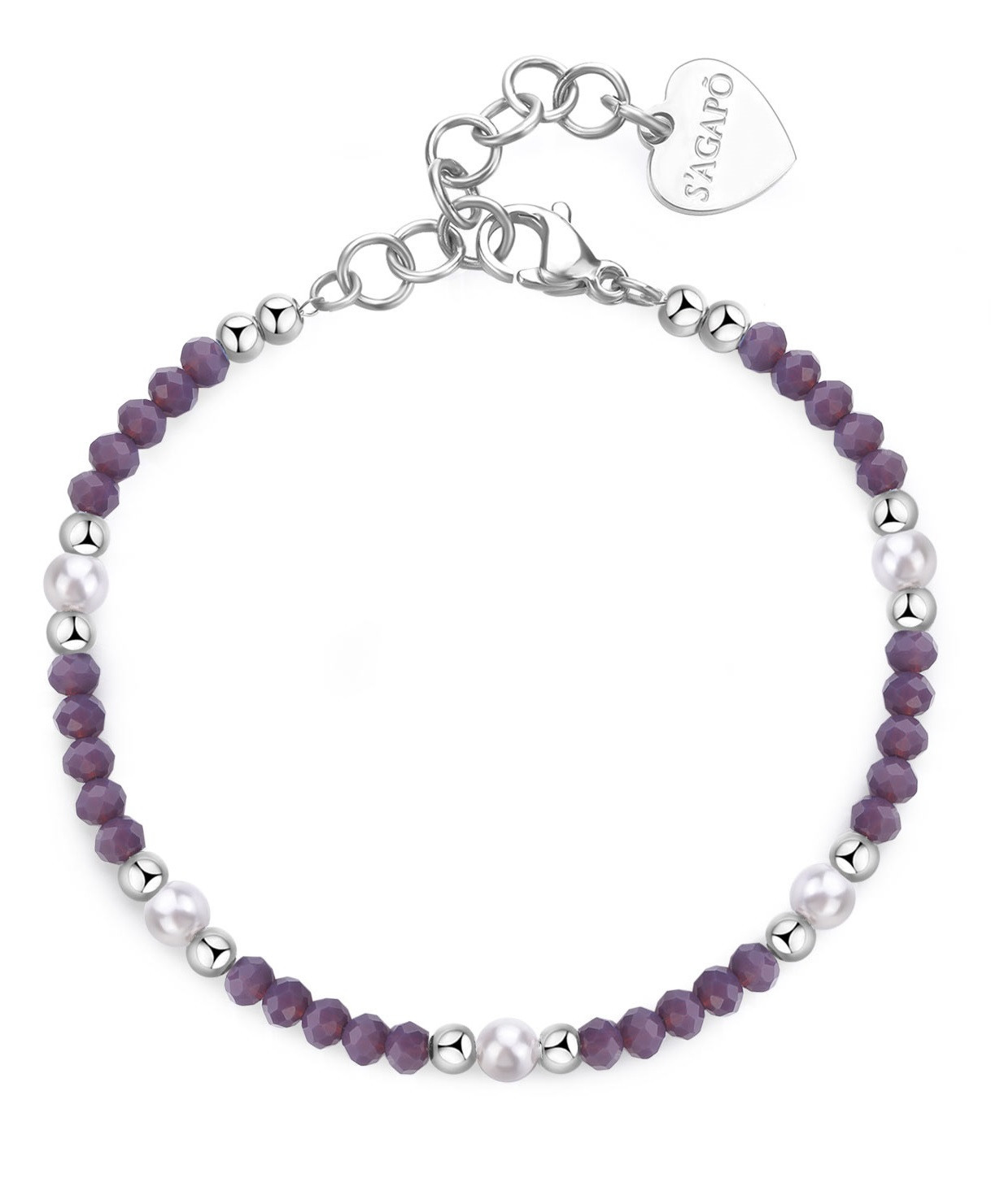 S'Agapõ Ocelový korálkový náramek s umělými perlami Glint SGI18