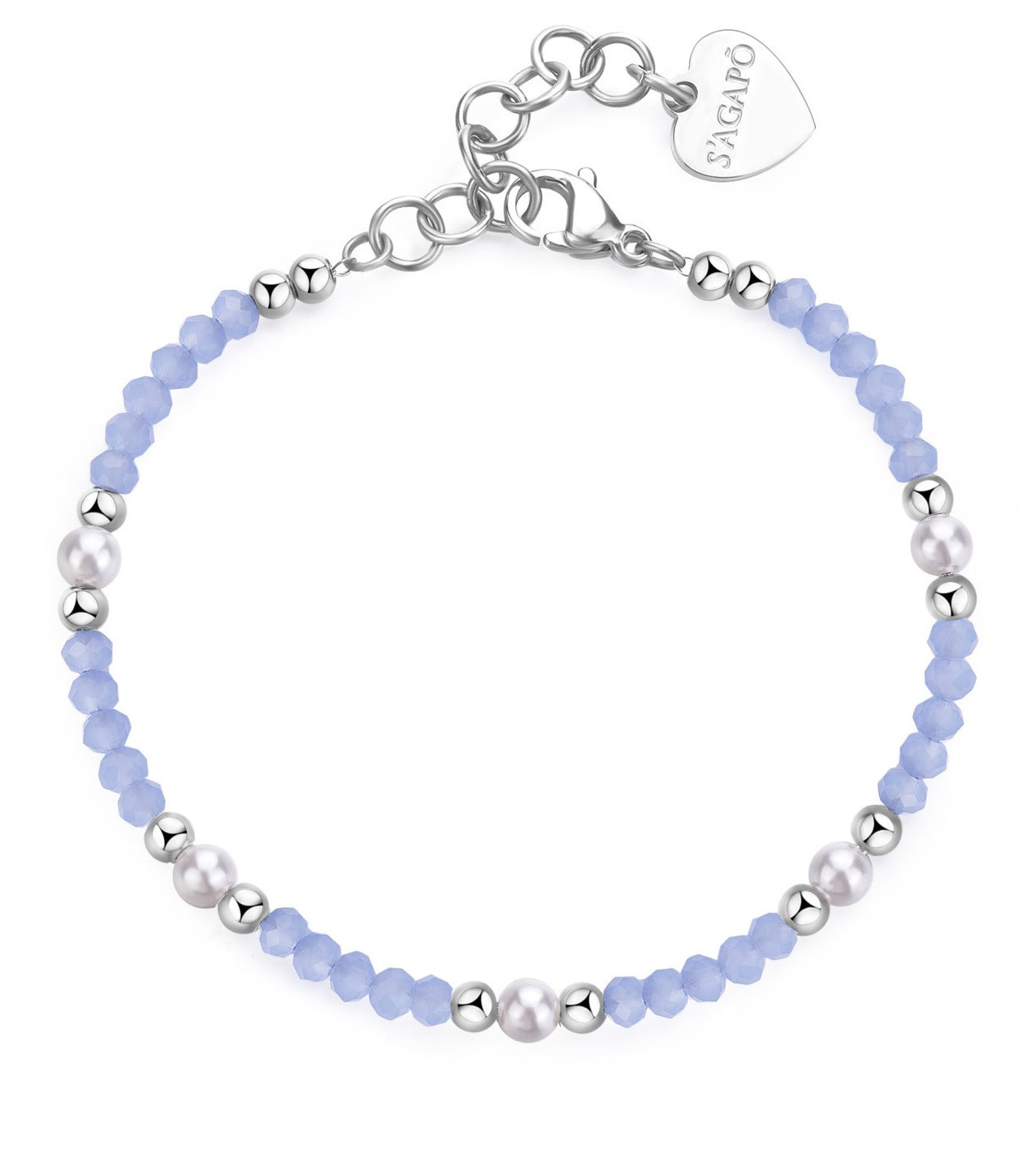 S'Agapõ Ocelový korálkový náramek s umělými perlami Glint SGI16