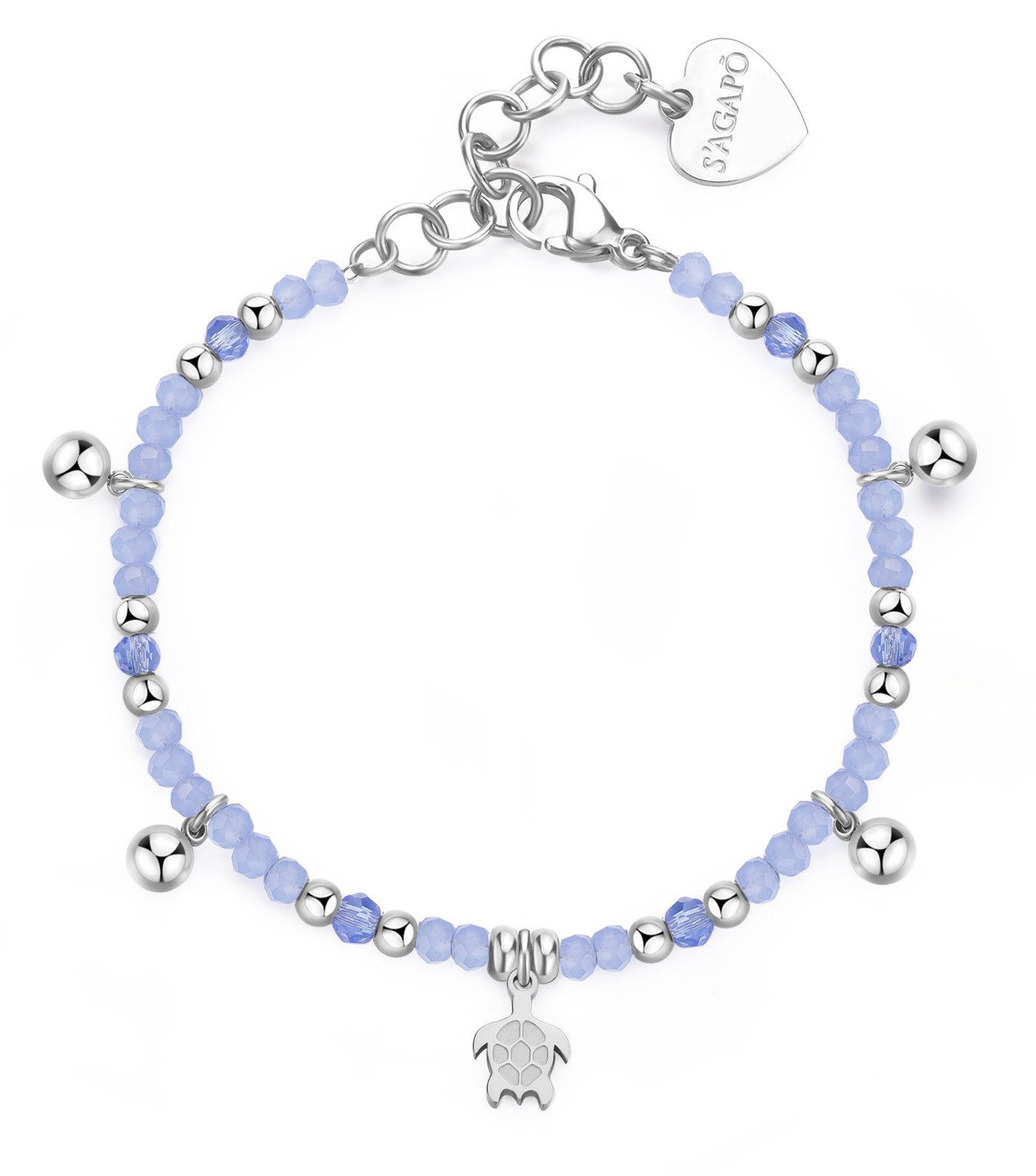 S'Agapõ Korálkový náramek s přívěsky Želva Glint SGI13