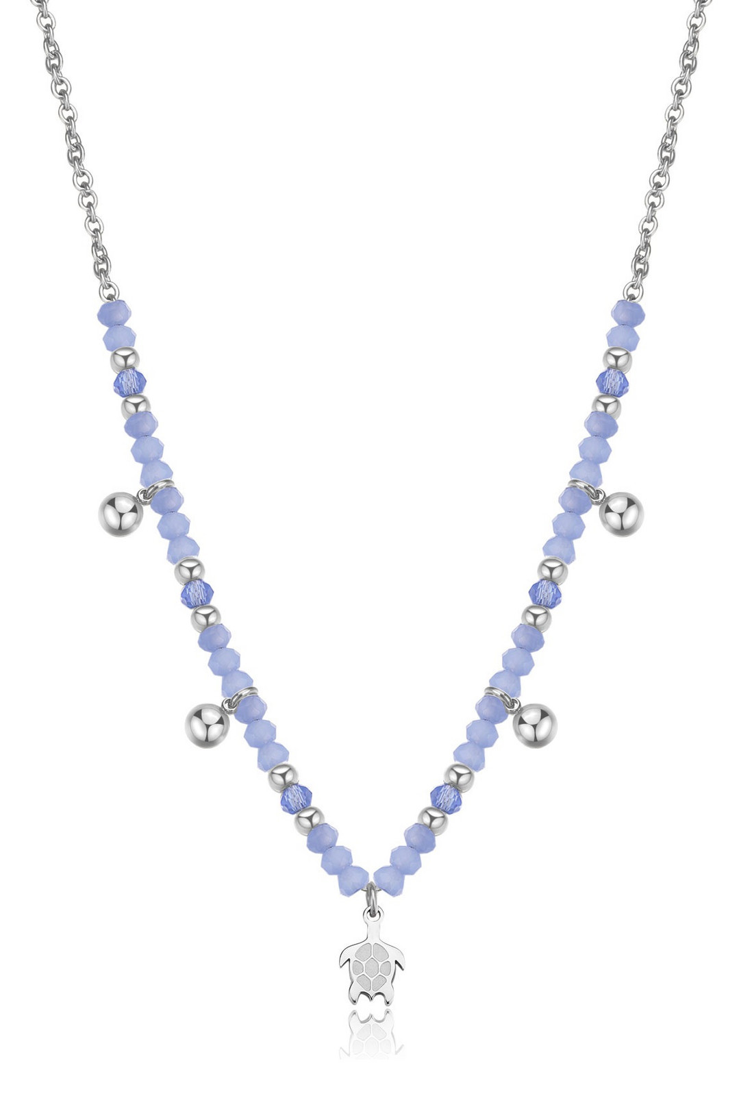 S'Agapõ Ocelový korálkový náhrdelník s přívěsky Želva Glint SGI02