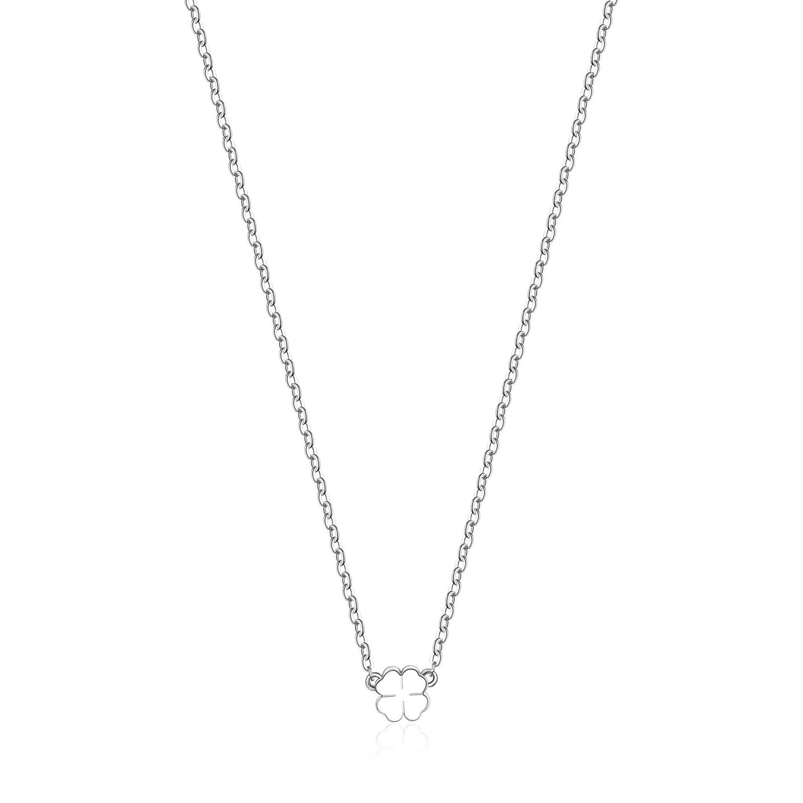S'Agapõ Ocelový náhrdelník pro štěstí Čtyřlístek Click SCK01