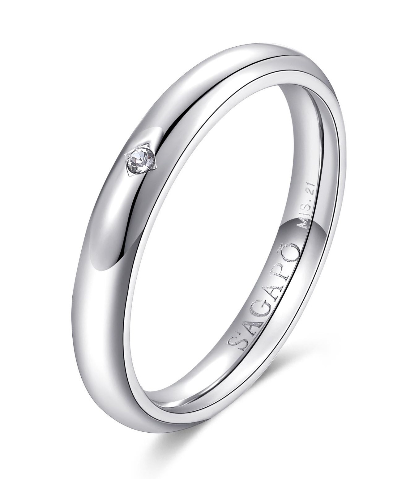 S'Agapõ Pánský snubní prsten s krystalem For Love SFV40 61 mm