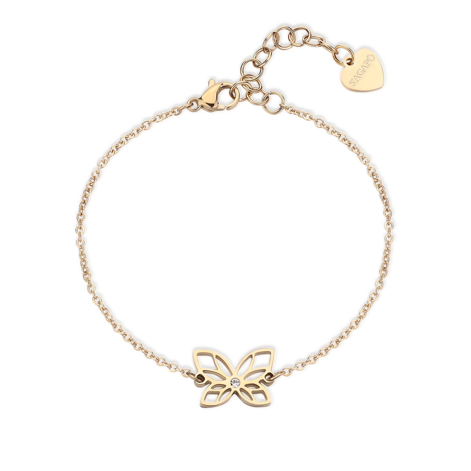 S'Agapõ Ocelový náramek Motýlí křídla Click SCK275