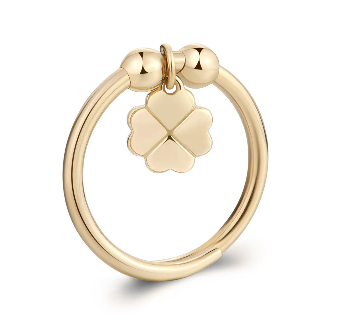 S'Agapõ Nastavitelný pozlacený prsten Čtyřlístek Feelings SFE38