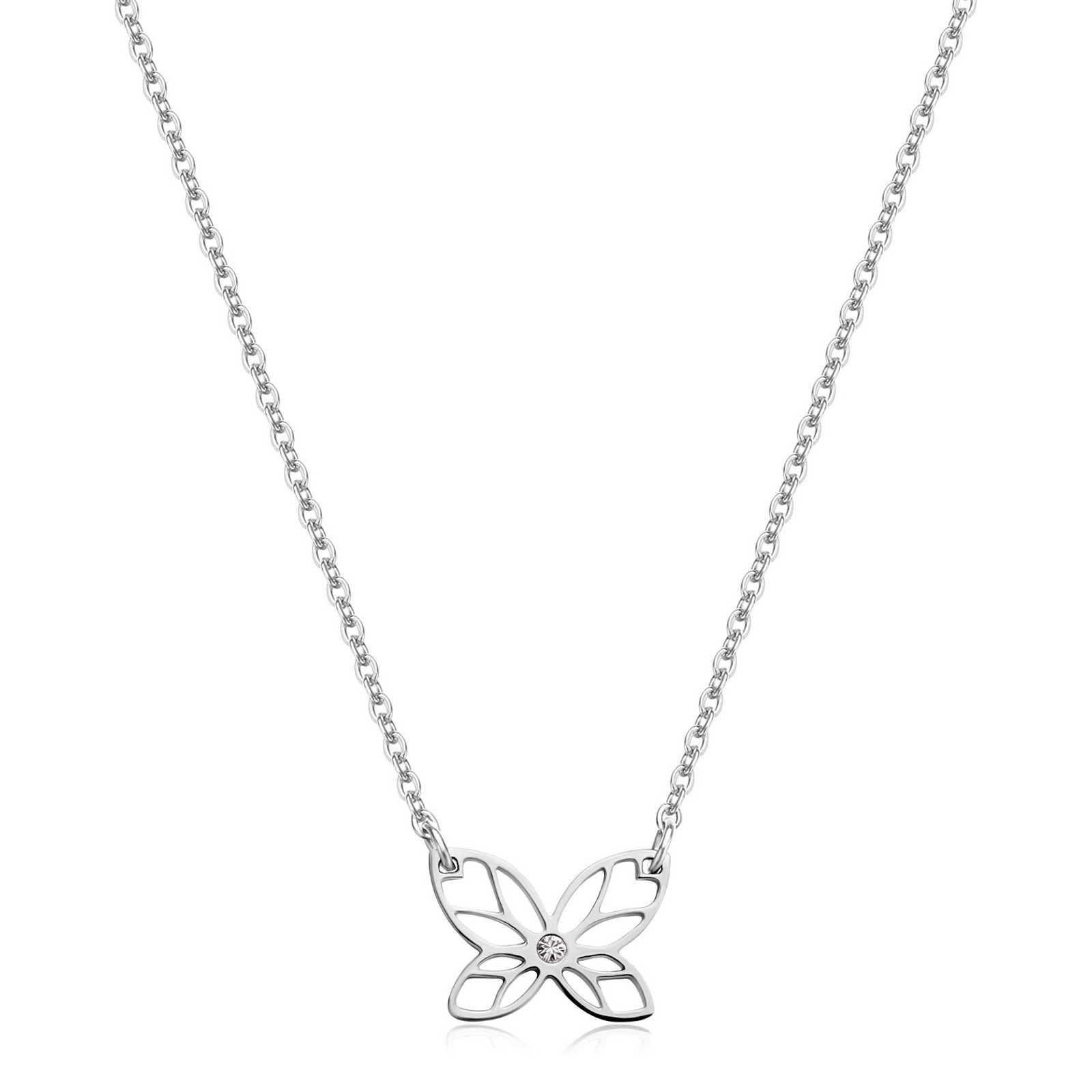 S'Agapõ Ocelový náhrdelník Motýlí křídla Click SCK270