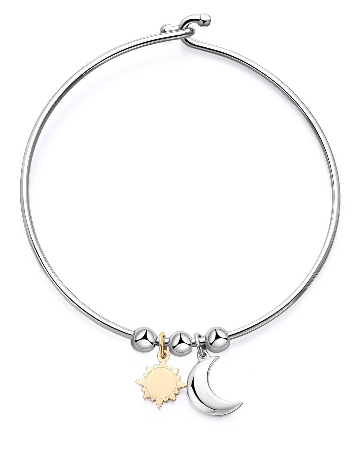 S'Agapõ Pevný ocelový bicolor náramek Slunce a Měsíc Feelings SFE13