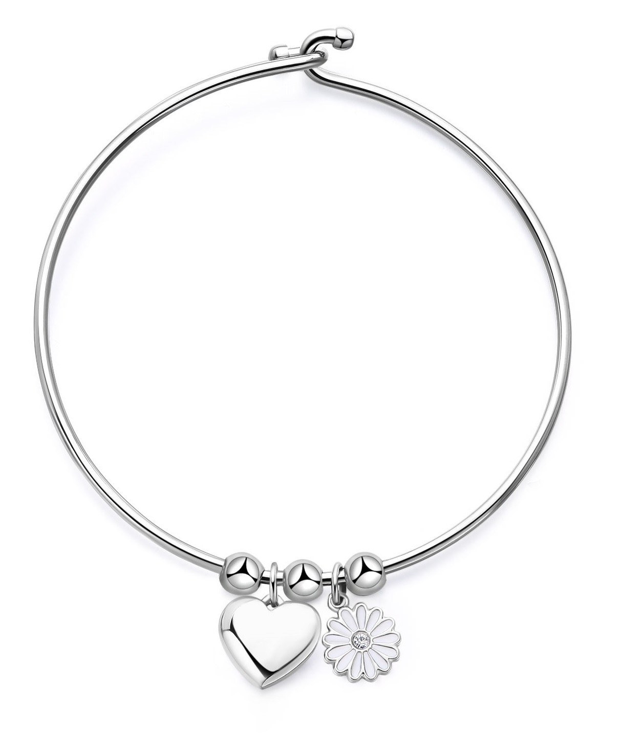 S'Agapõ Pevný ocelový náramek Srdce a sedmikráska Feelings SFE11