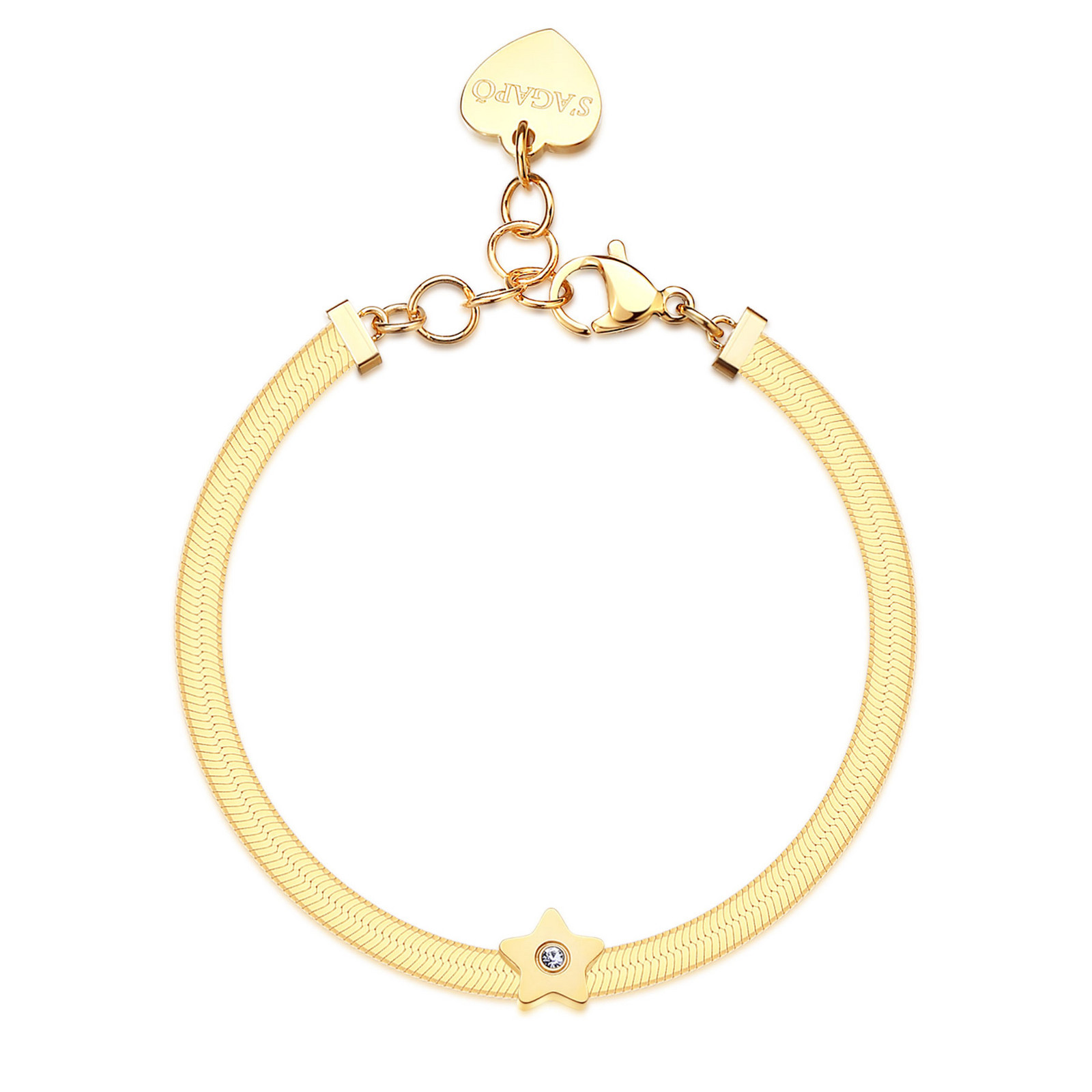S'Agapõ Pozlacený ocelový náramek Hvězda Click SCK249