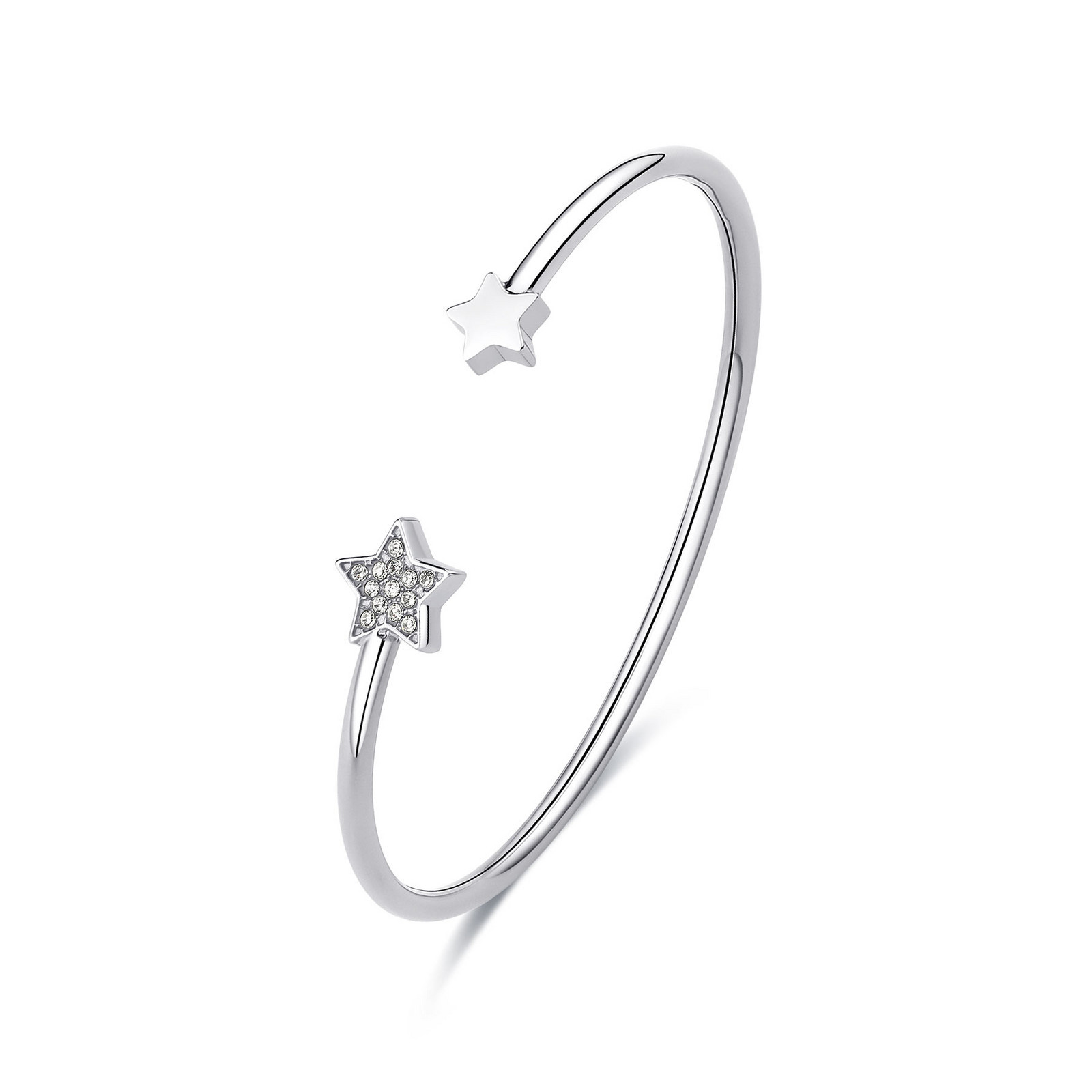 S'Agapõ Otevřený pevný náramek Hvězda Click SCK243