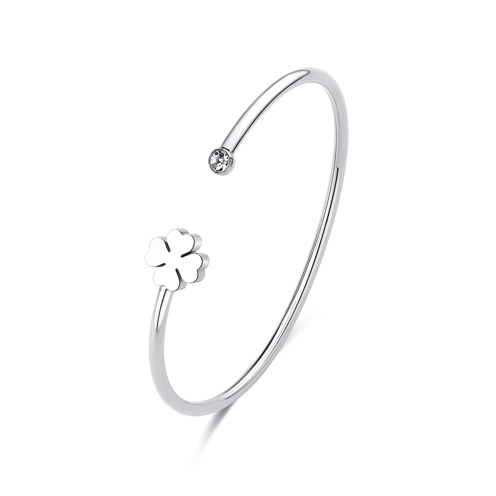 S'Agapõ Otevřený pevný náramek Čtyřlístek Click SCK239