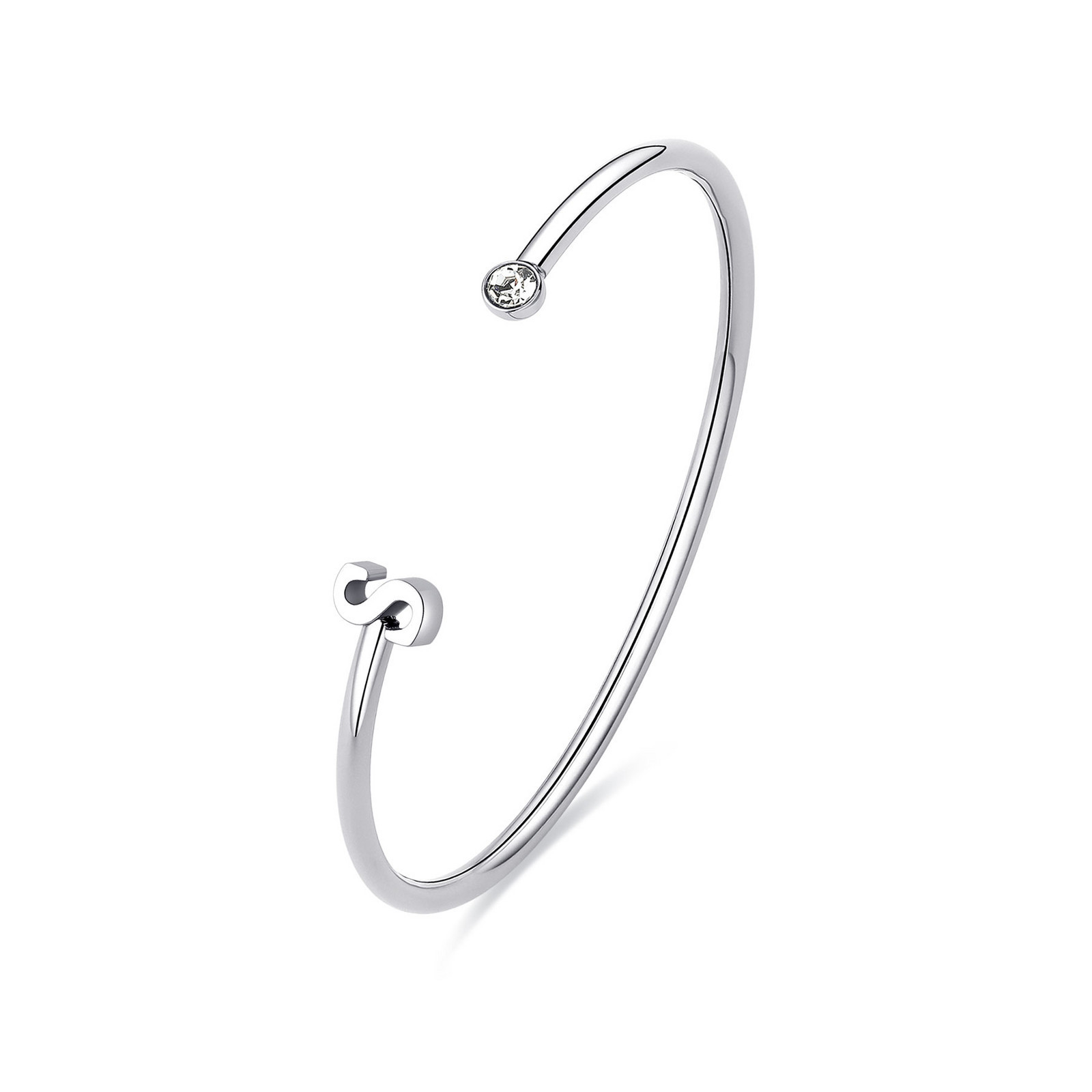 S'Agapõ Otevřený pevný náramek s písmenem S Click SCK229