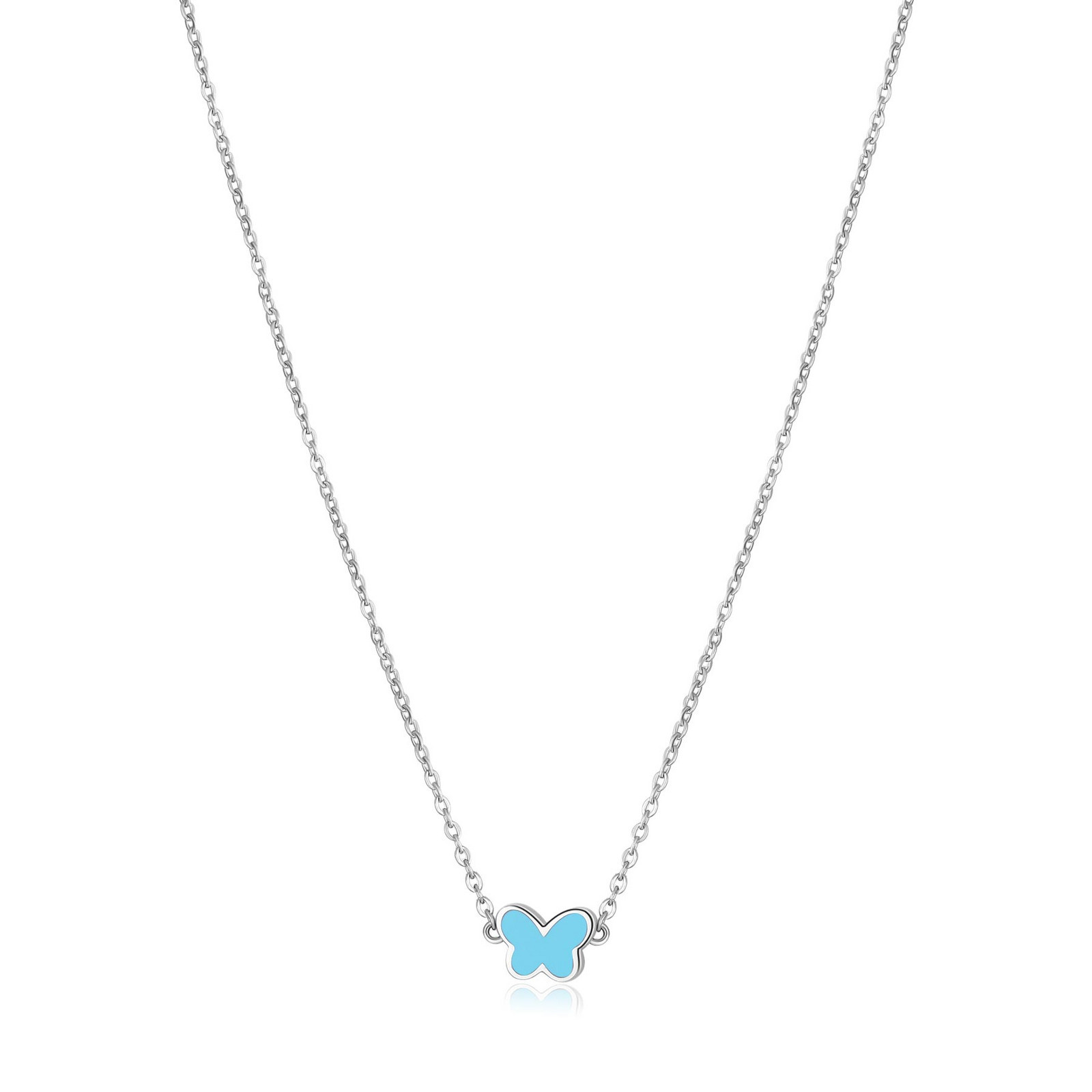 S'Agapõ Ocelový náhrdelník s motýlem Click SCK209