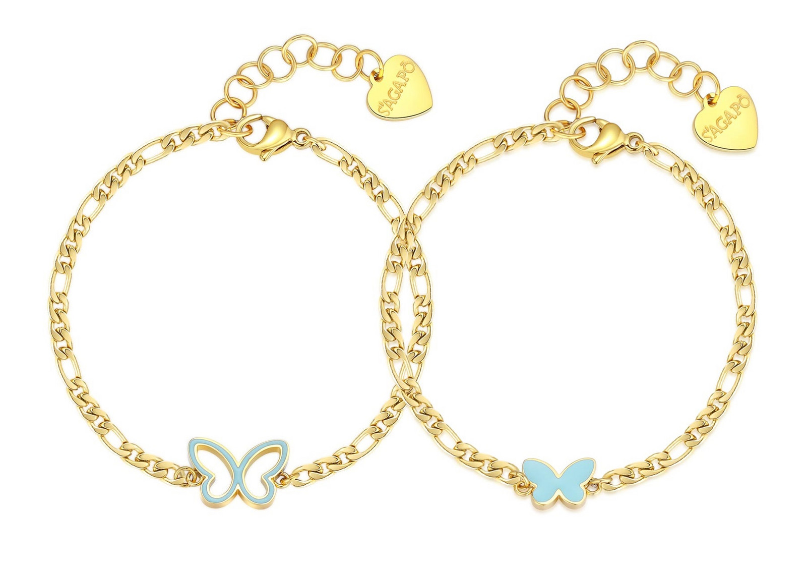 S'Agapõ Půvabný set pozlacených náramků Motýlci Me + You SEY22