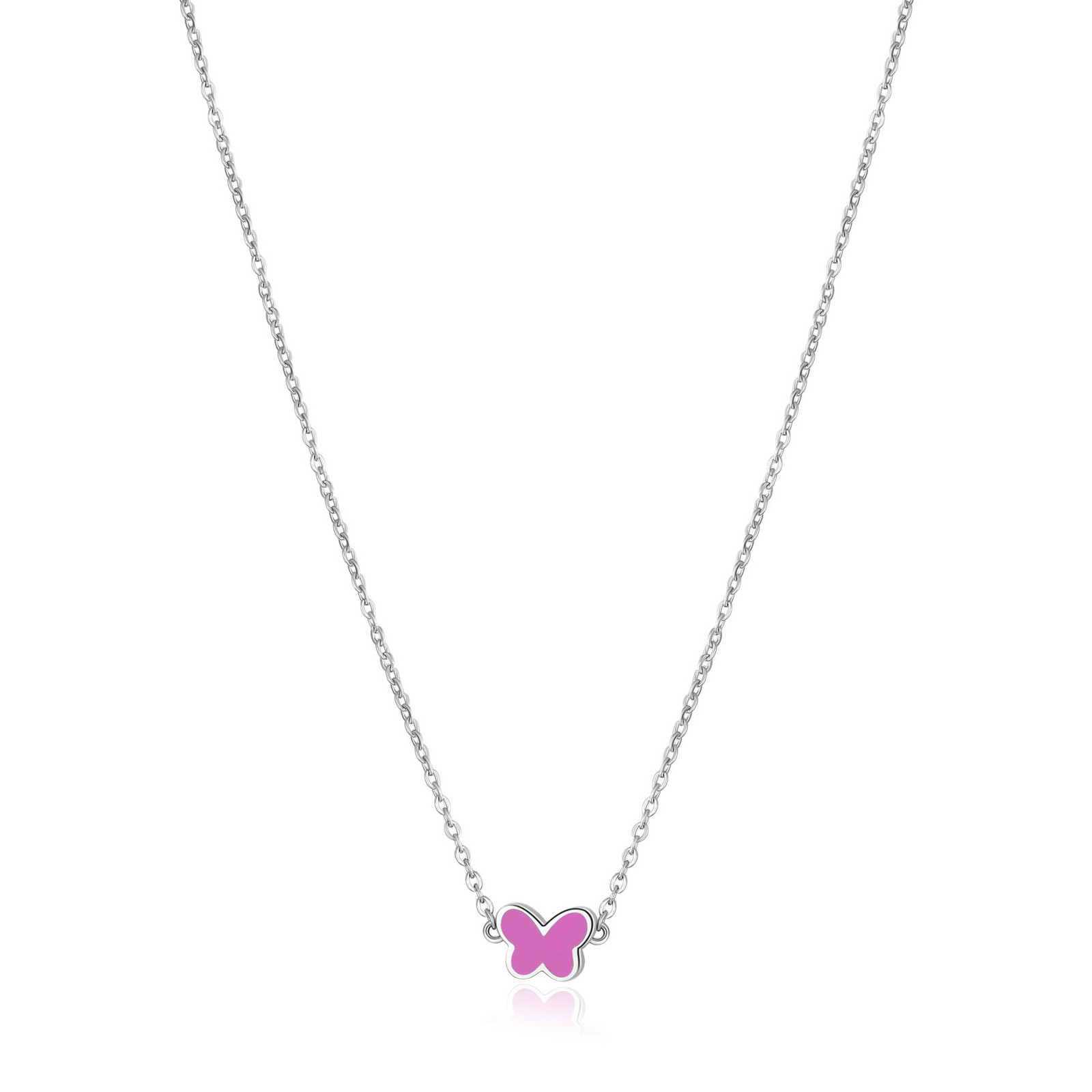 S'Agapõ Ocelový náhrdelník Motýl Click SCK208